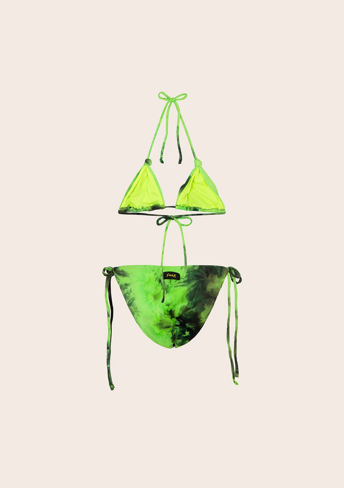 Bikini Bambina F**K Triangolo con Slip Regolabile Giallo Fluo G1C01TA-FY - Image 2