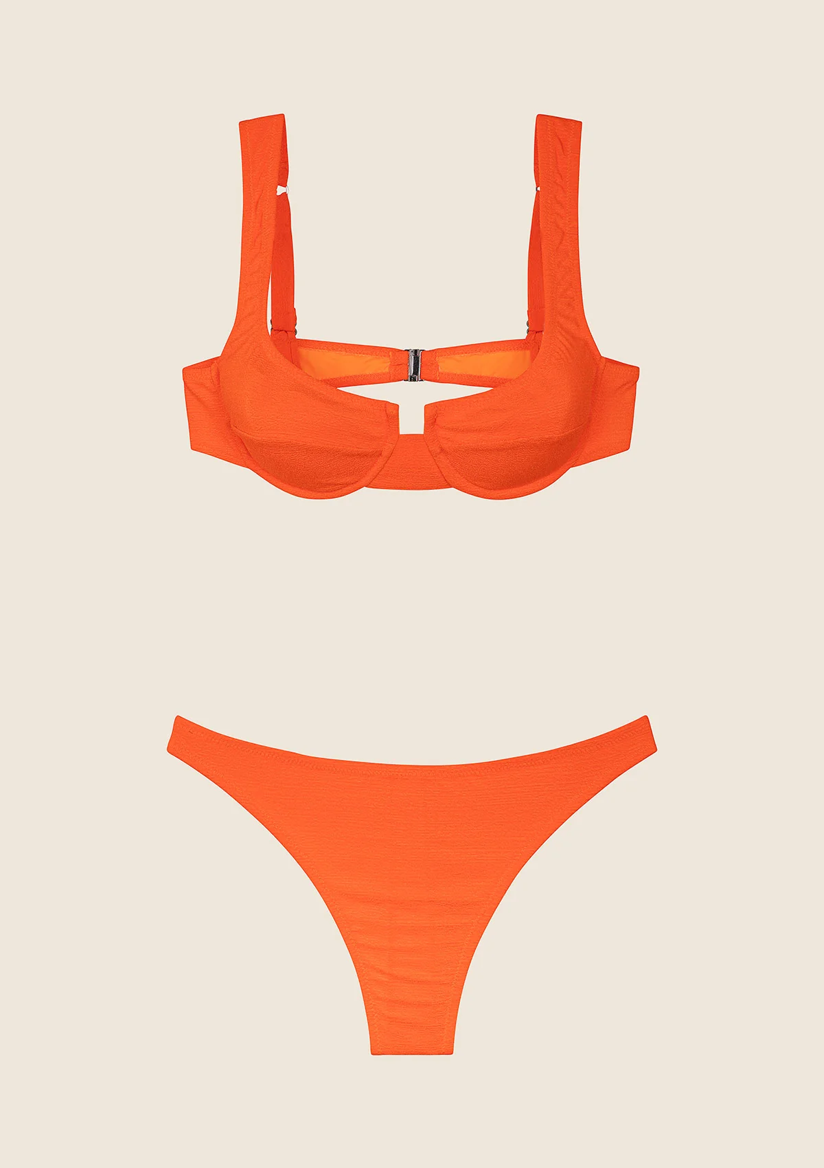 Bikini Donna F**K Reggiseno con Ferretto e Slip Americano Fisso Arancione Fluo 1142-FO - Image 4