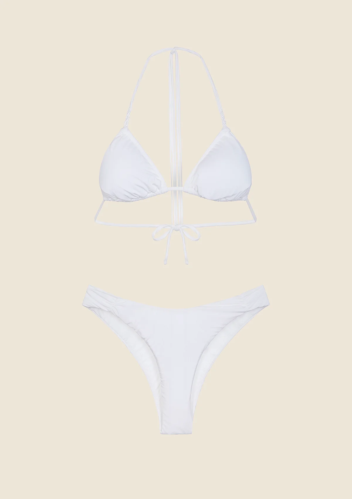 Bikini Donna F**K Triangolo con Slip Americano Fisso Bianco 0300-WH - Image 3