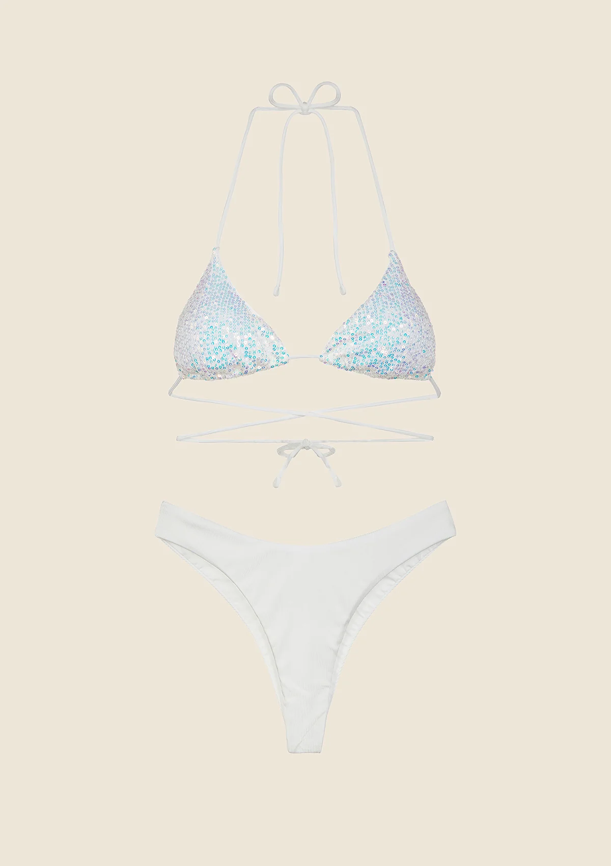 Bikini Donna F**K Triangolo con Slip Americano Fisso Biancoo 0430-WH - Image 3