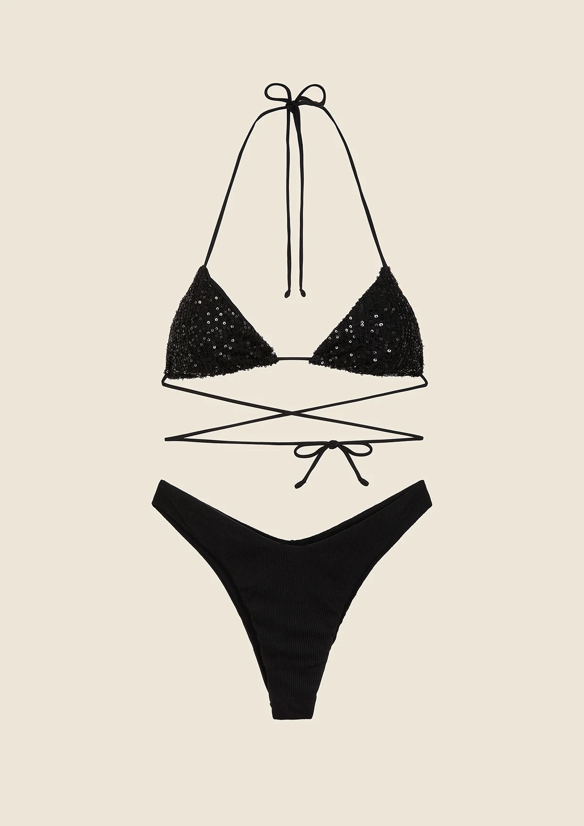 Bikini Donna F**K Triangolo con Slip Americano Fisso Nero 0430-BK - Image 4