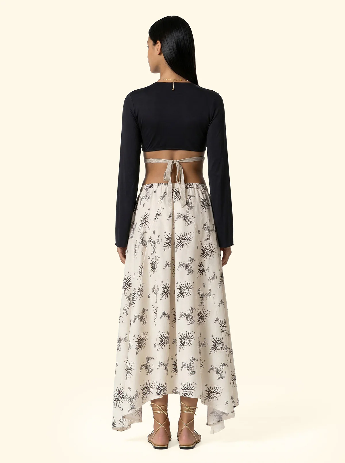 Crop Top Manica Lunga Donna F**K Nero SW0457-BK - Image 2