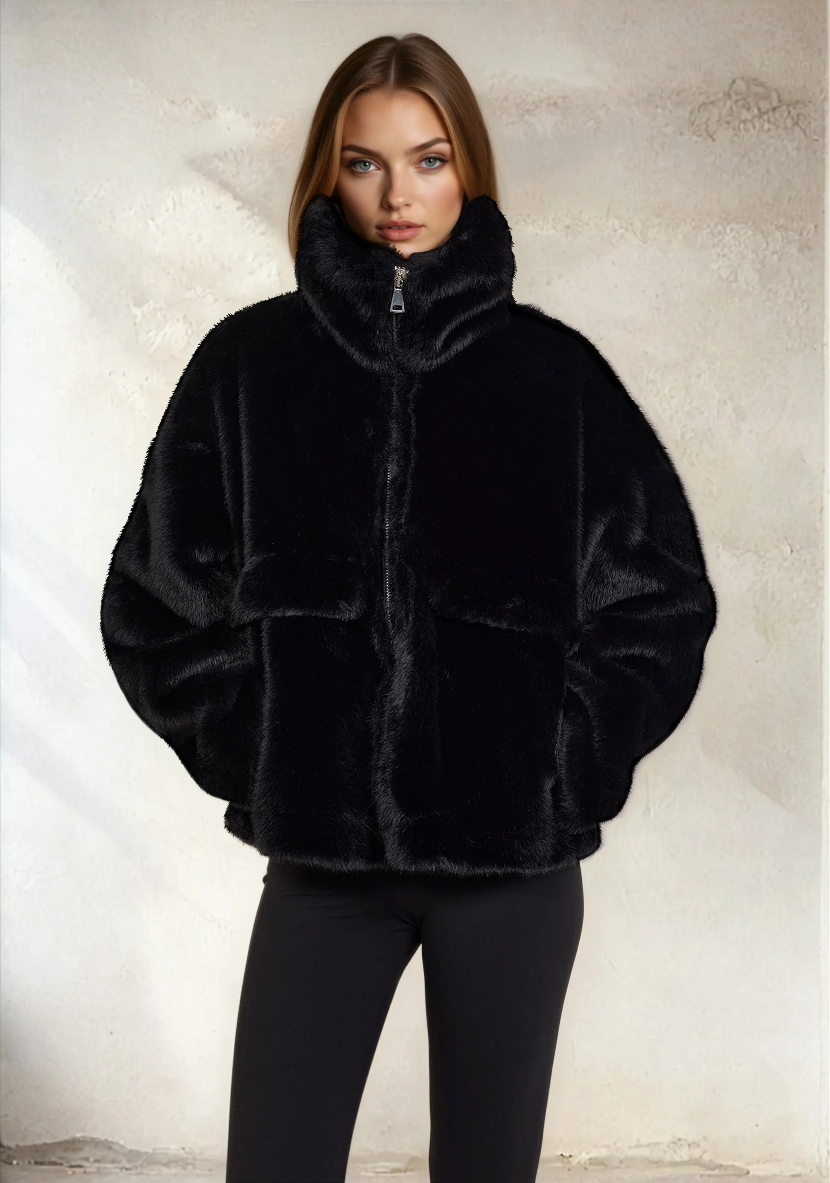 Eco Pelliccia Donna F**K Nera W0110-BK - Image 3
