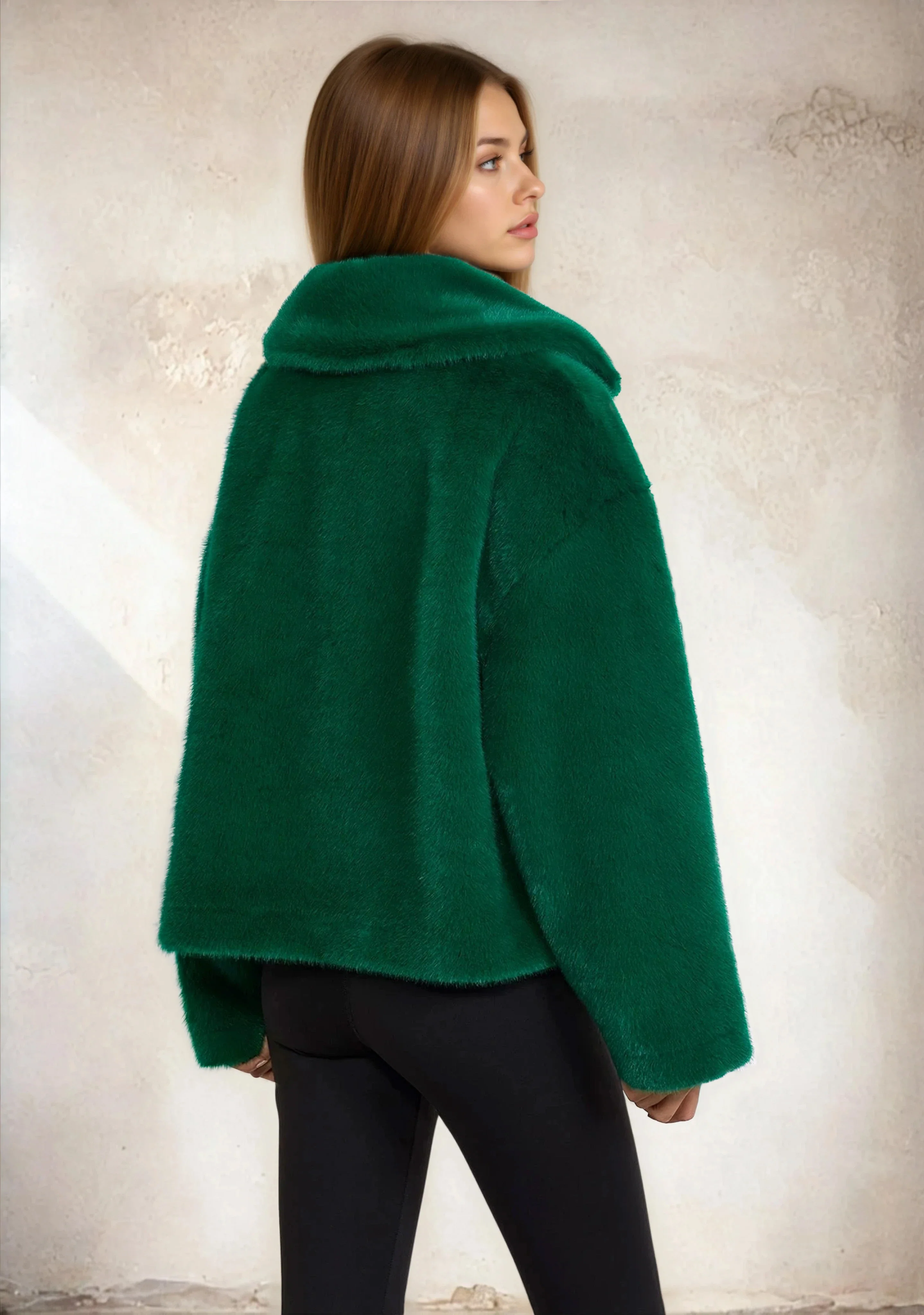 Eco Pelliccia Donna F**K Verde W0110-GN - Image 3