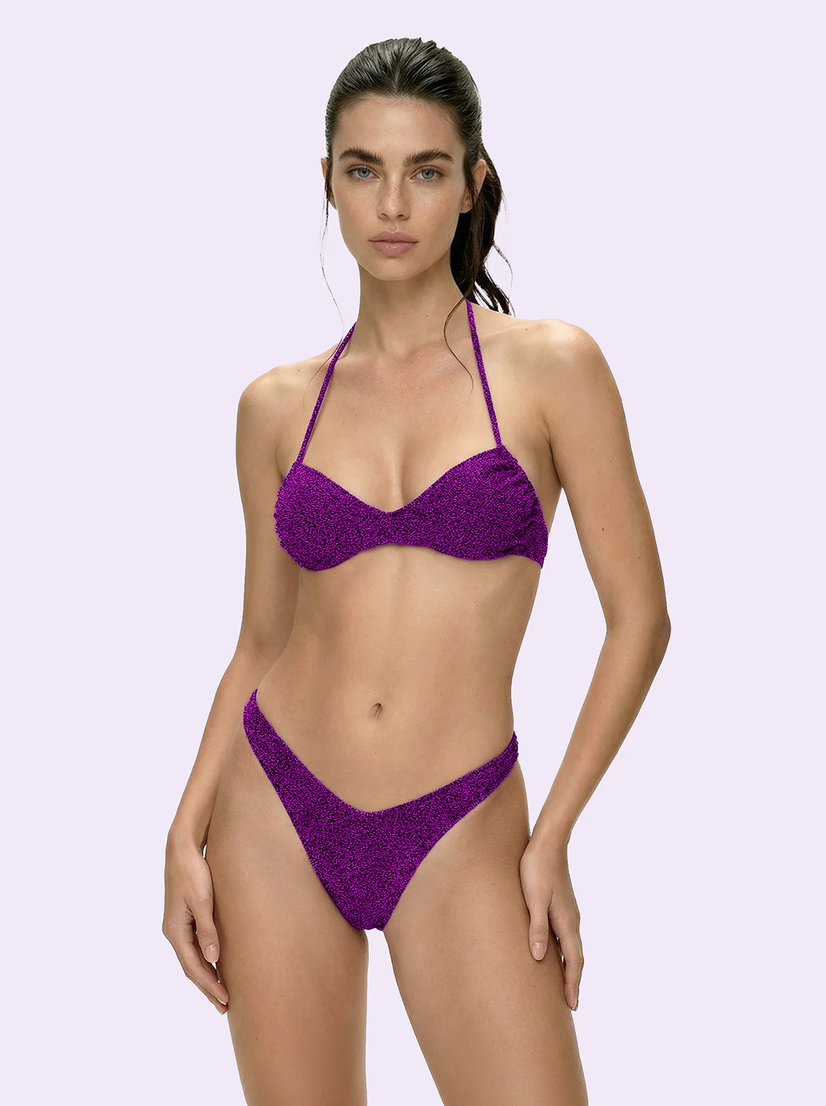 Bikini Donna F**K Crazy Fascia con Slip Americano Fisso Fucsia SW0521-FX