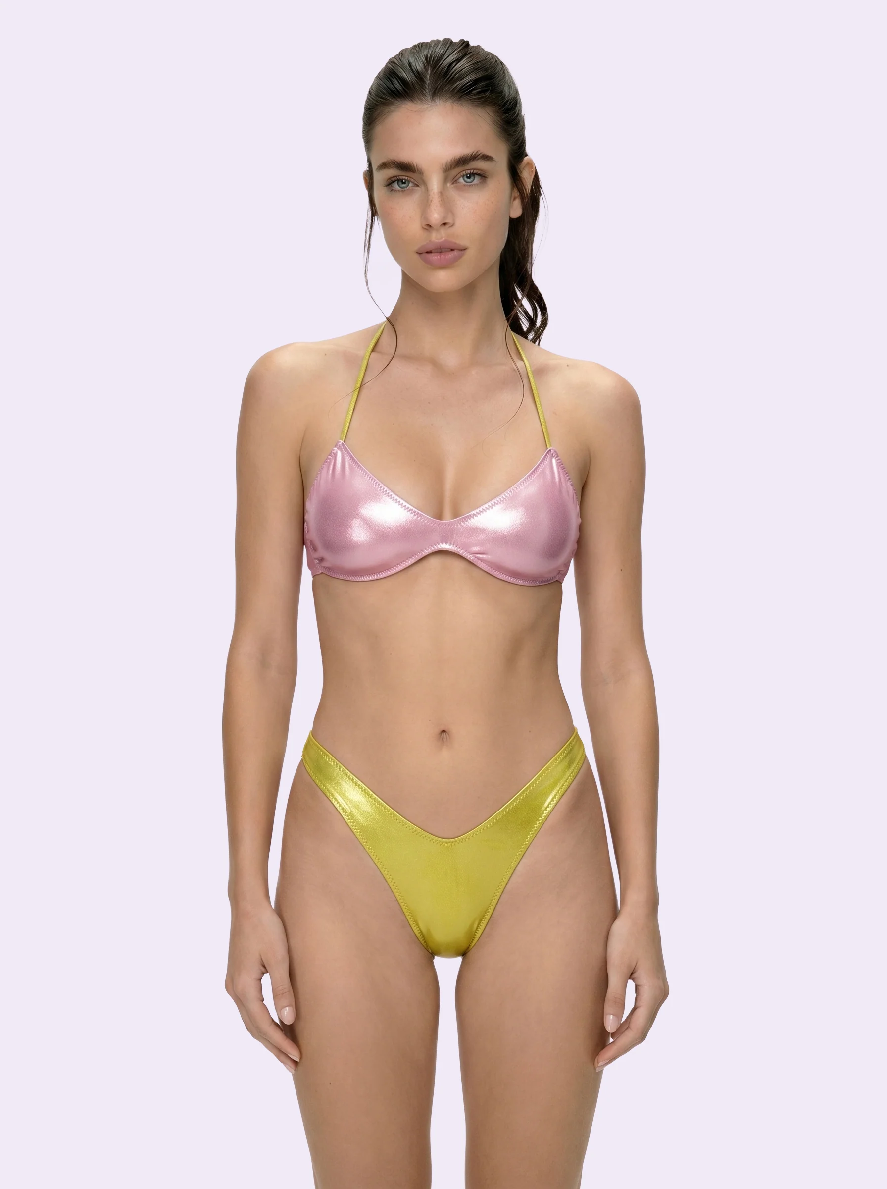 Bikini Donna F**K Crazy Fascia con Americano Fisso Verde SW0511-GN