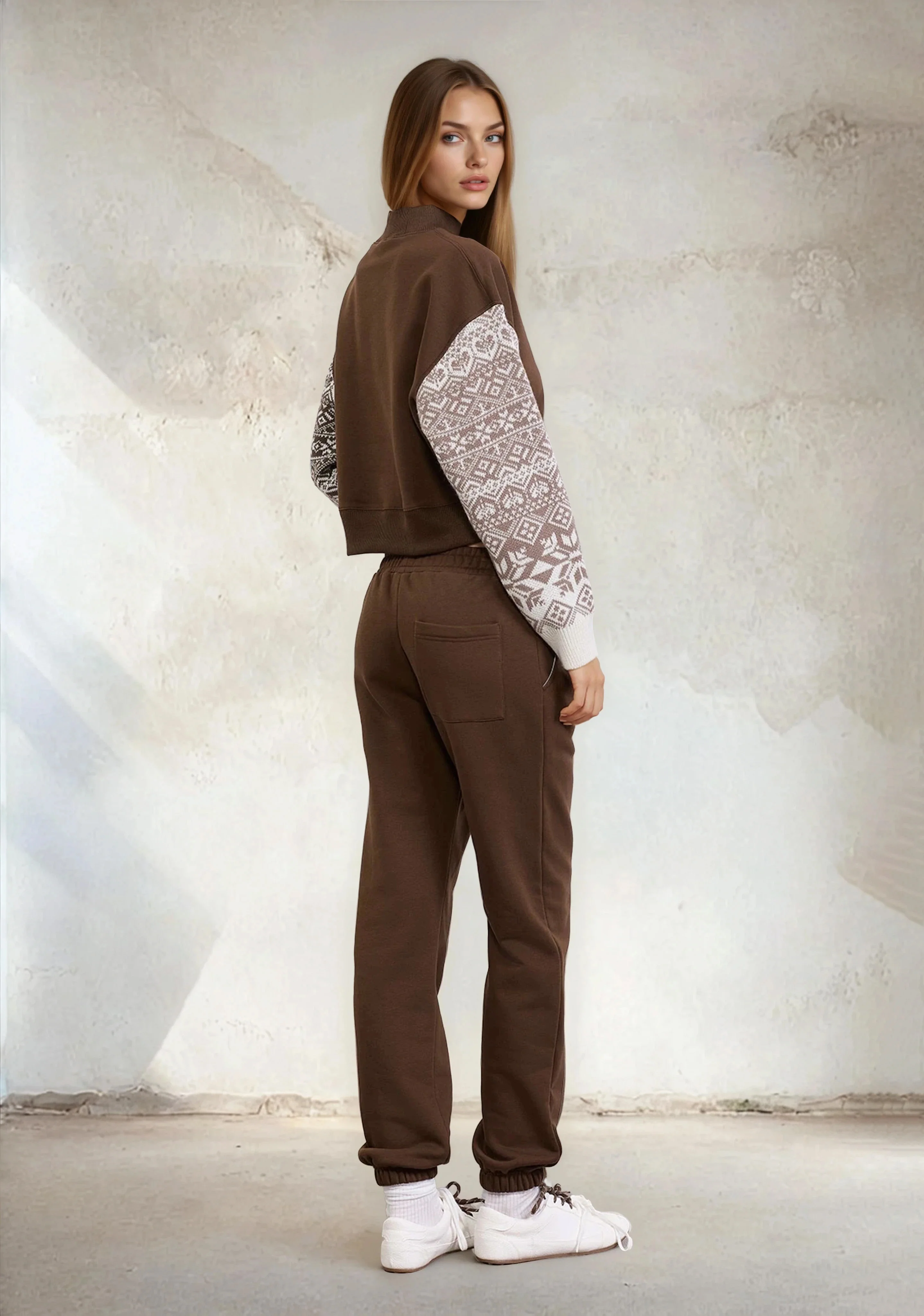 Felpa Crop Donna F**K Marrone W0202-BN - Image 4