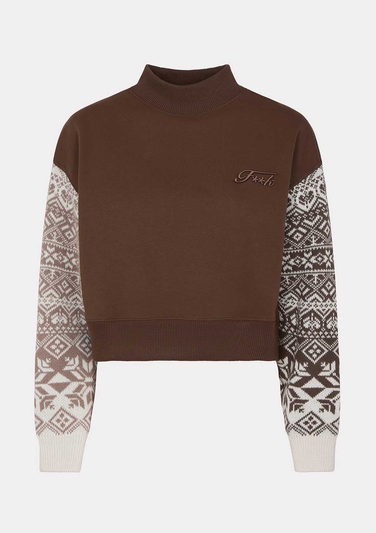 Felpa Crop Donna F**K Marrone W0202-BN - Image 5