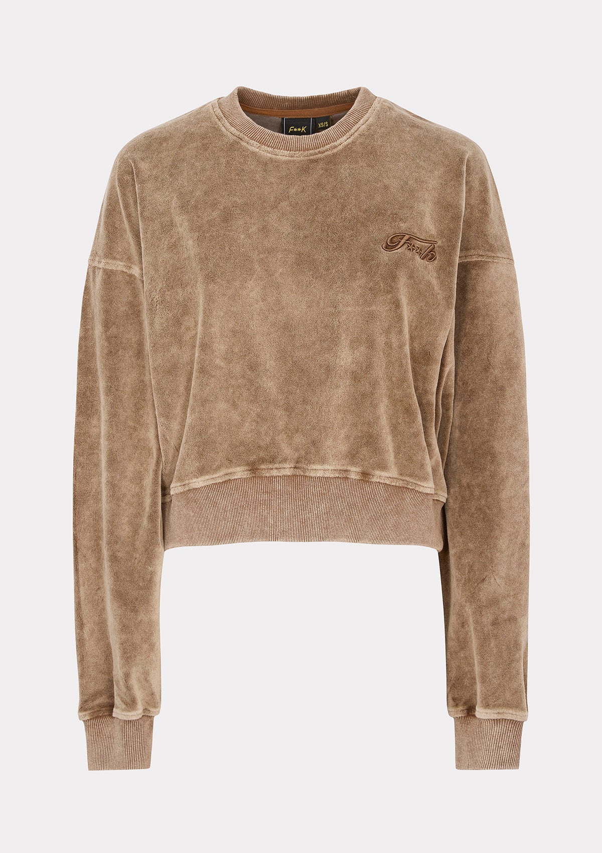 Felpa crop Donna F**K Light brown W0406-LB - Image 6