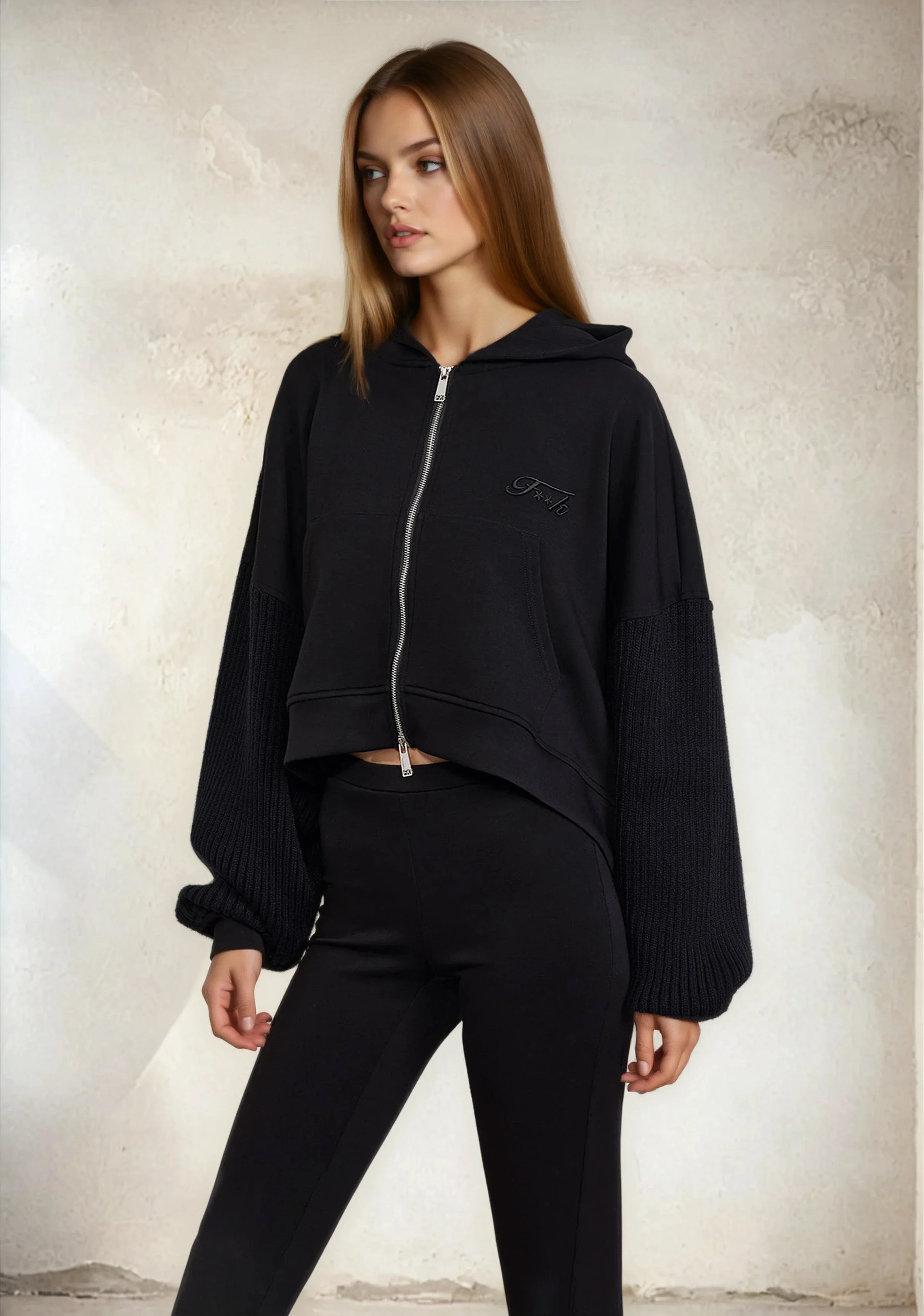 Felpa con Cappuccio Donna F**K Nera W0302-BK - Image 3
