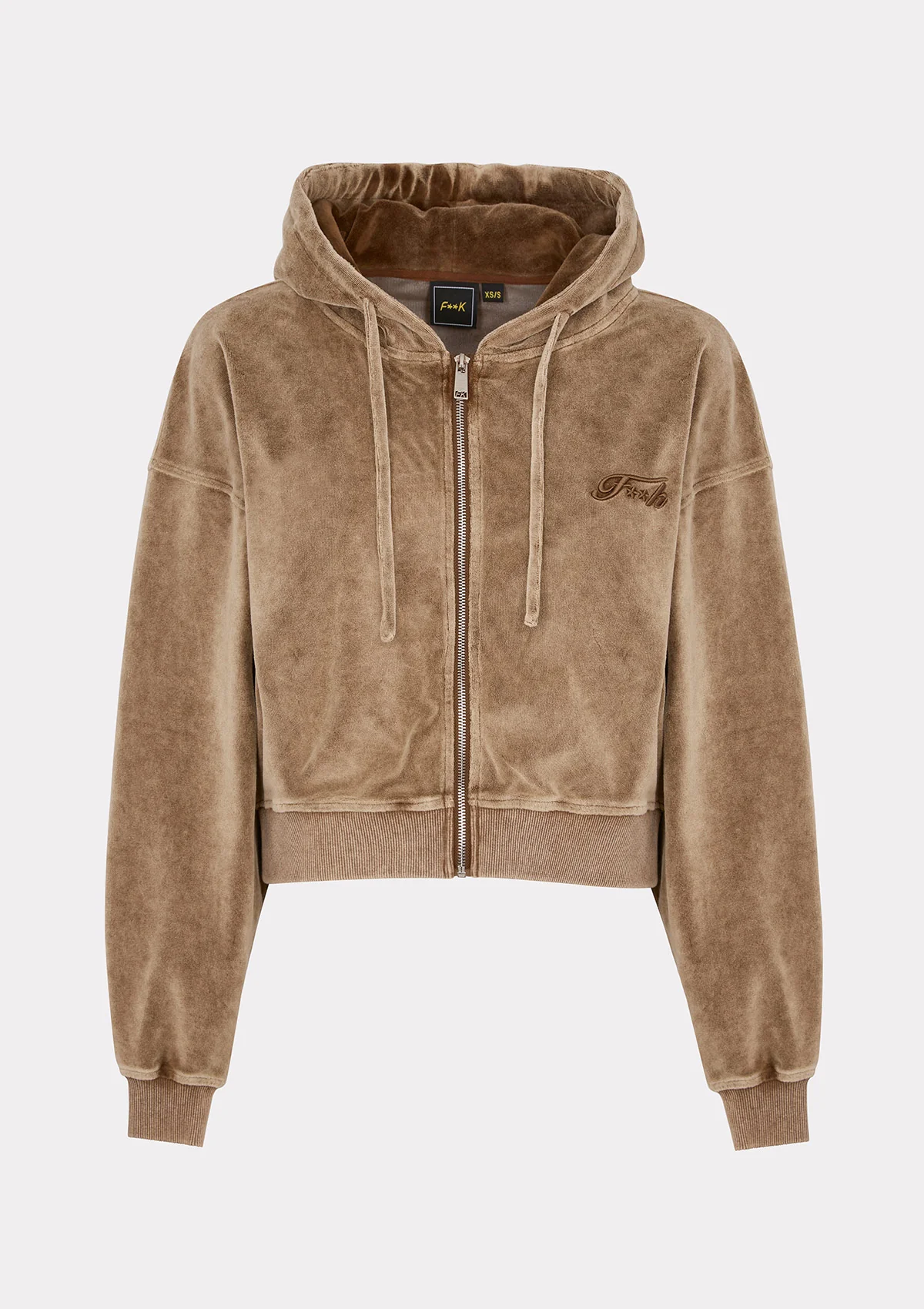 Felpa Crop con Cappuccio Donna F**K Light Brown W0400-LB - Image 4