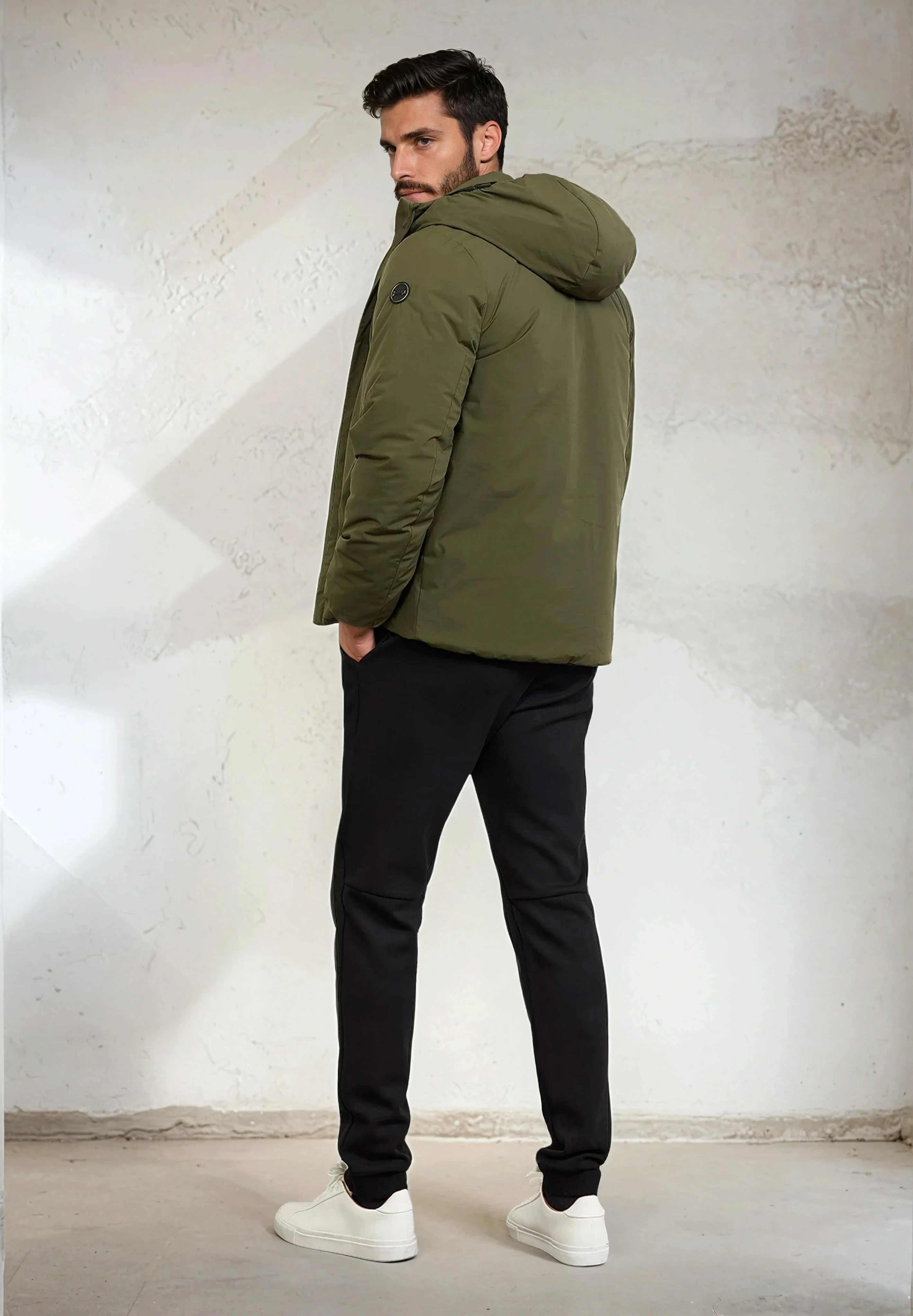 Giubotto Imbottito con cappuccio Uomo F**K Verde Militare M3201-MG - Image 4