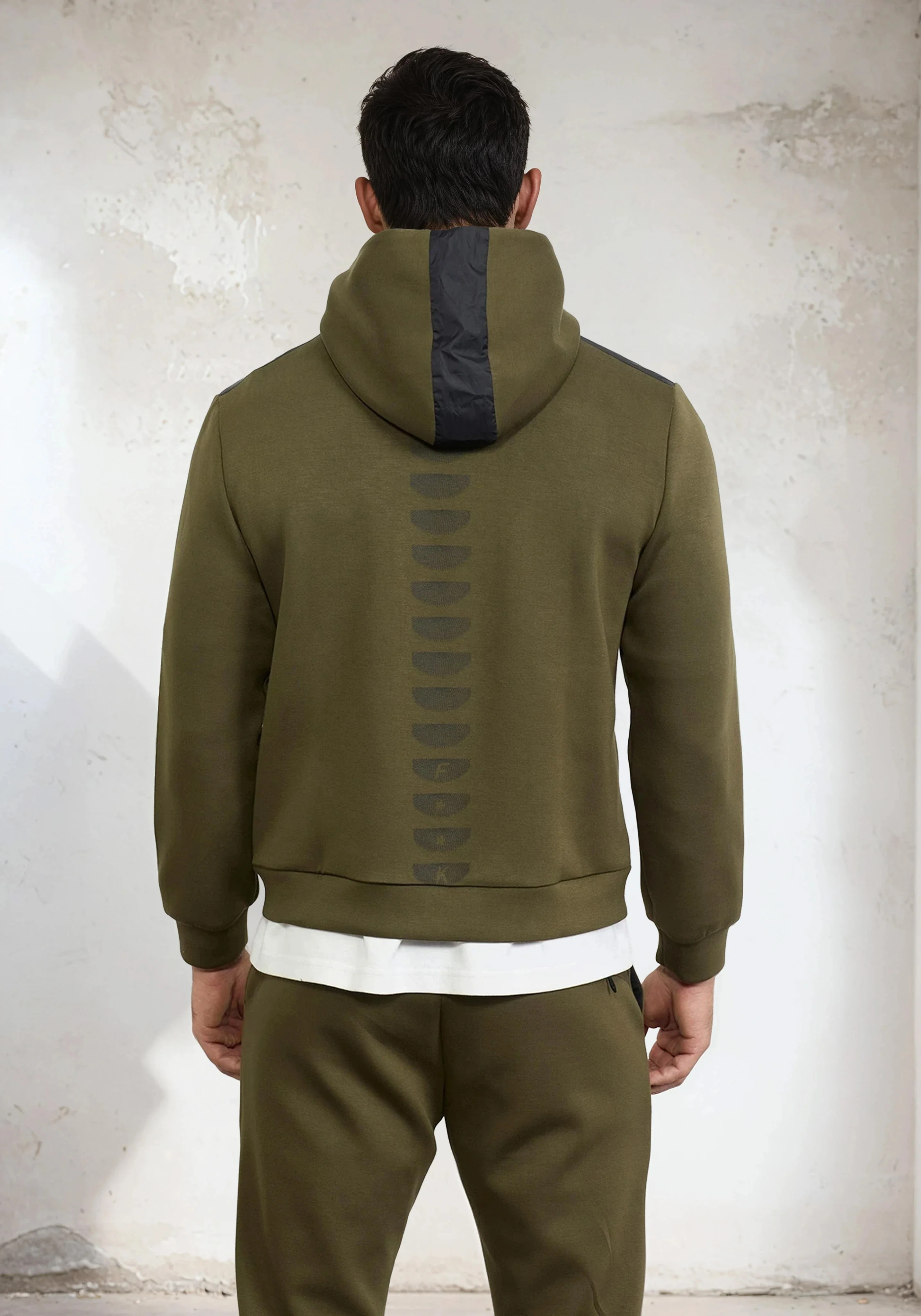 Felpa con Cappuccio Uomo F**K Verde Militare M3101-MG - Image 3