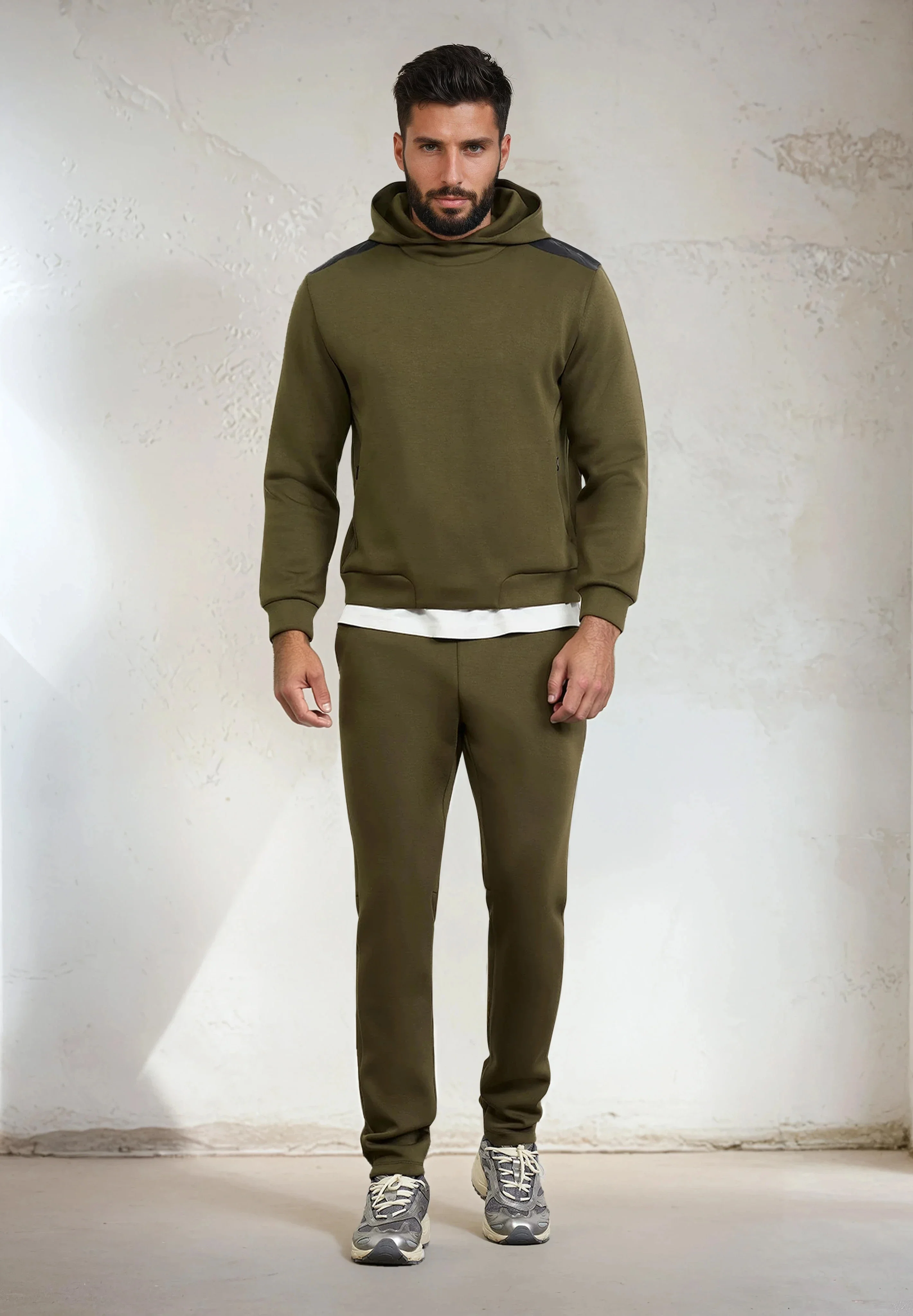 Felpa con Cappuccio Uomo F**K Verde Militare M3101-MG - Image 4