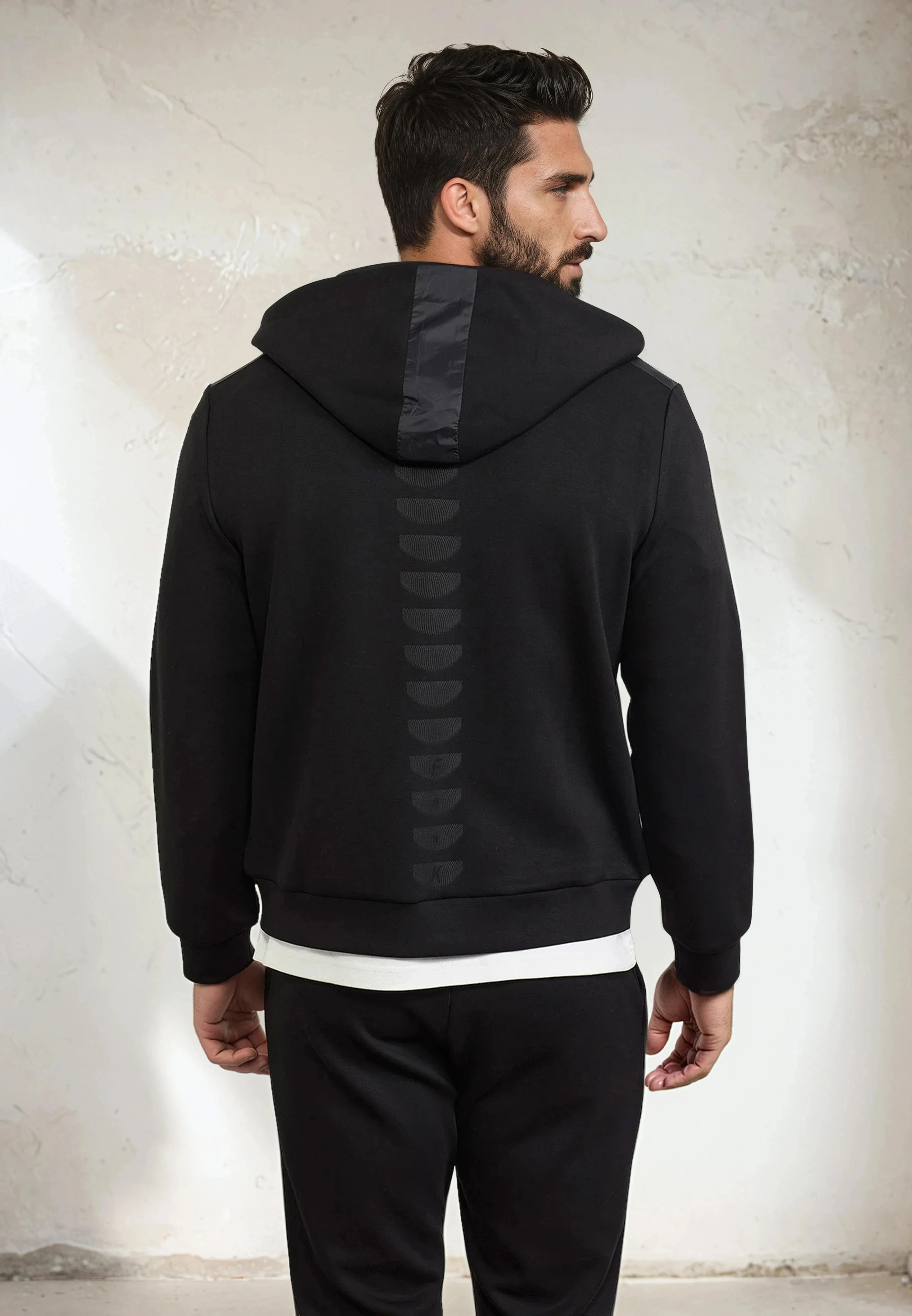 Felpa con Cappuccio Full Zip Uomo F**K Nera M3100-BK - Image 3