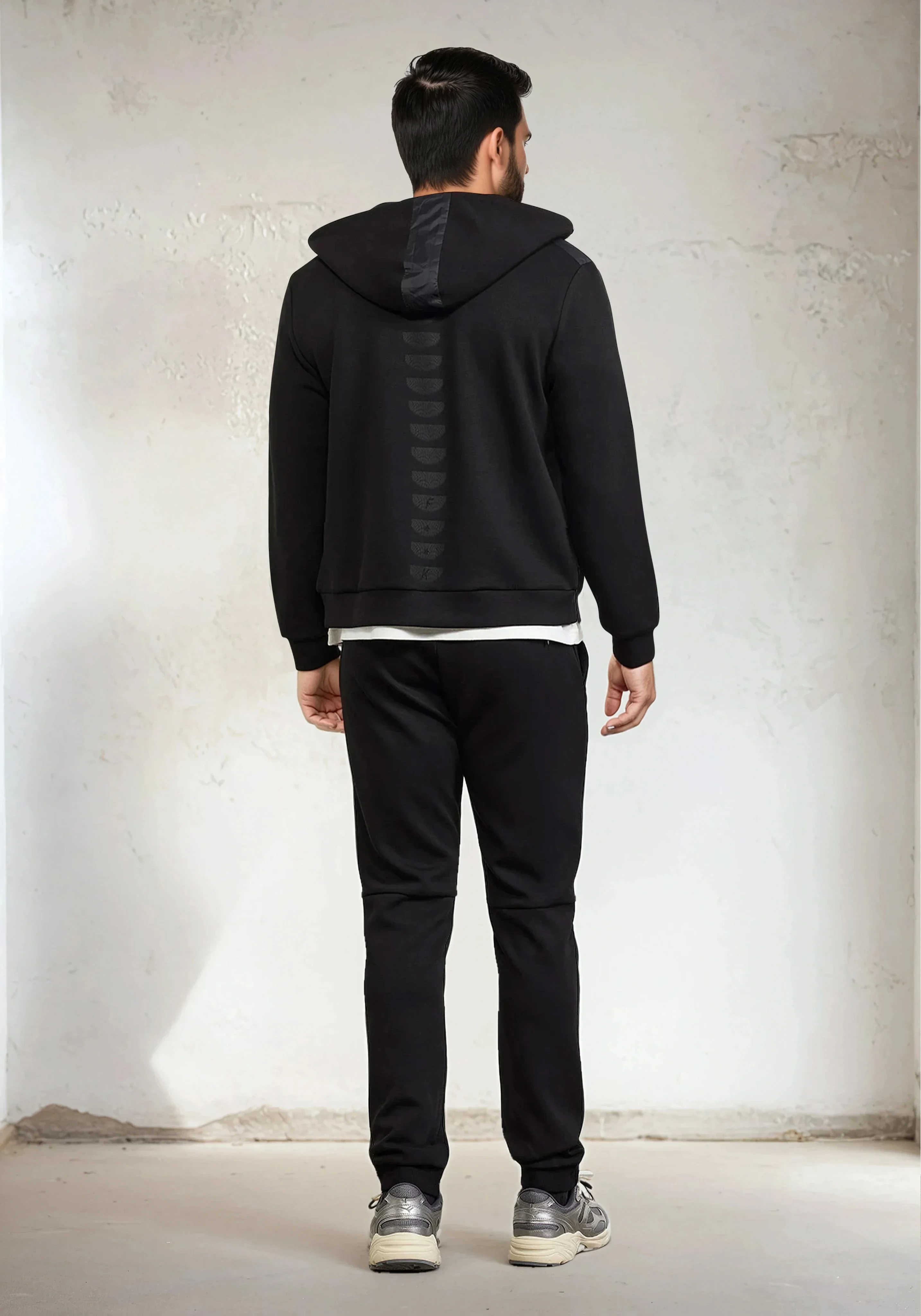Felpa con Cappuccio Full Zip Uomo F**K Nera M3100-BK - Image 4