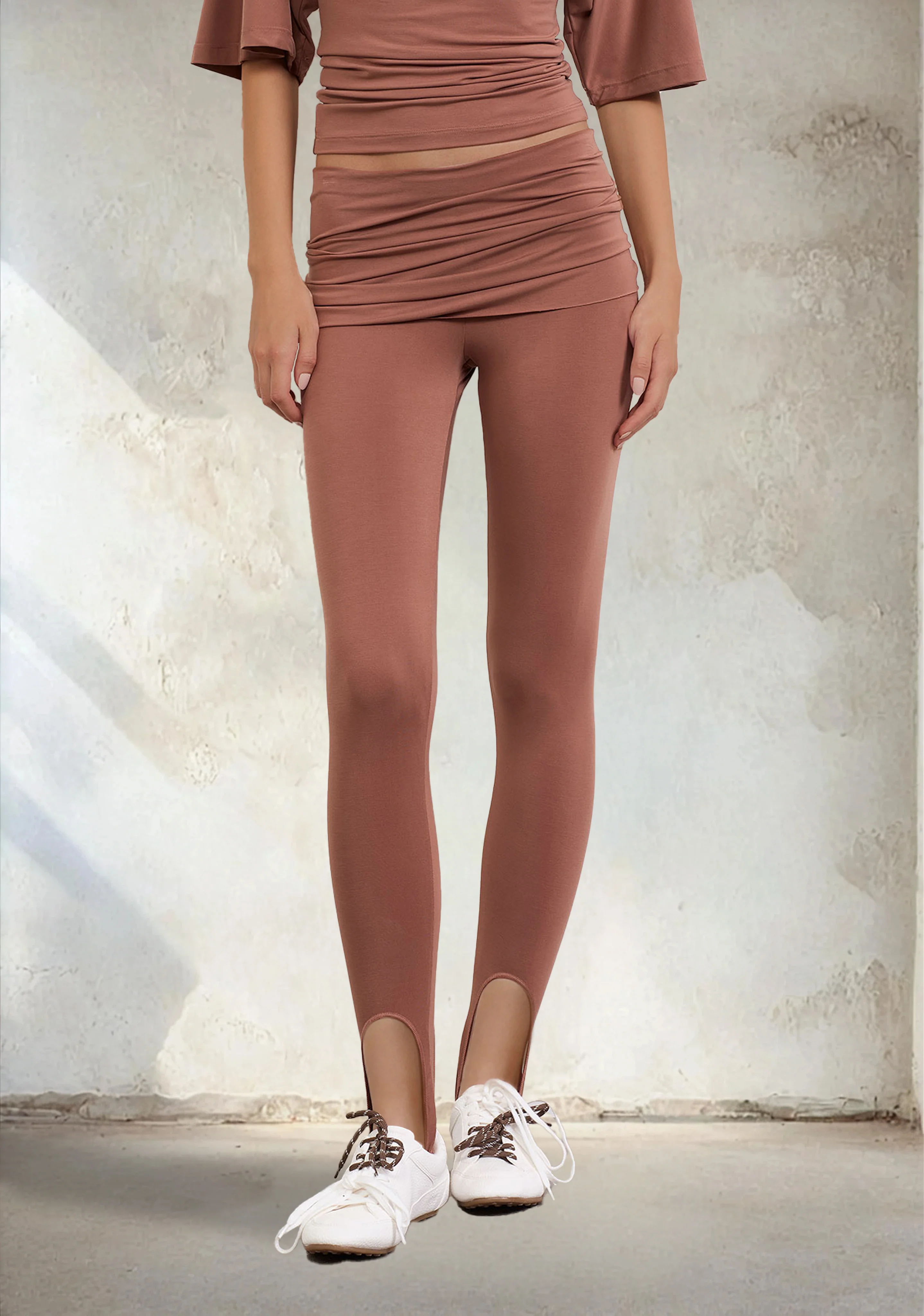 Leggings Ghetta Donna F**K Light Brown W0611-LB - Image 3