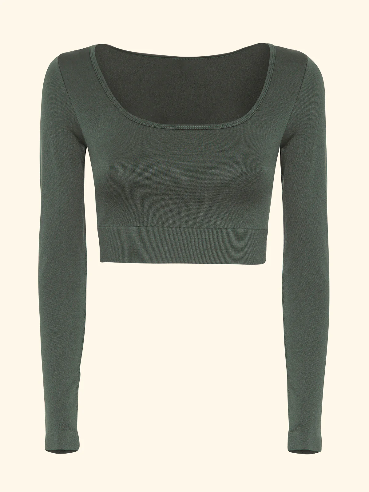 T-Shirt Crop Seamless F**K Verde Militare 05SM02-GN - Image 4