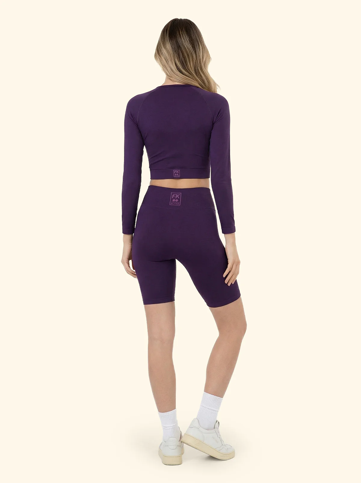 T-Shirt Crop con zip Seamless F**K Purple 05SM01-PR - Image 3