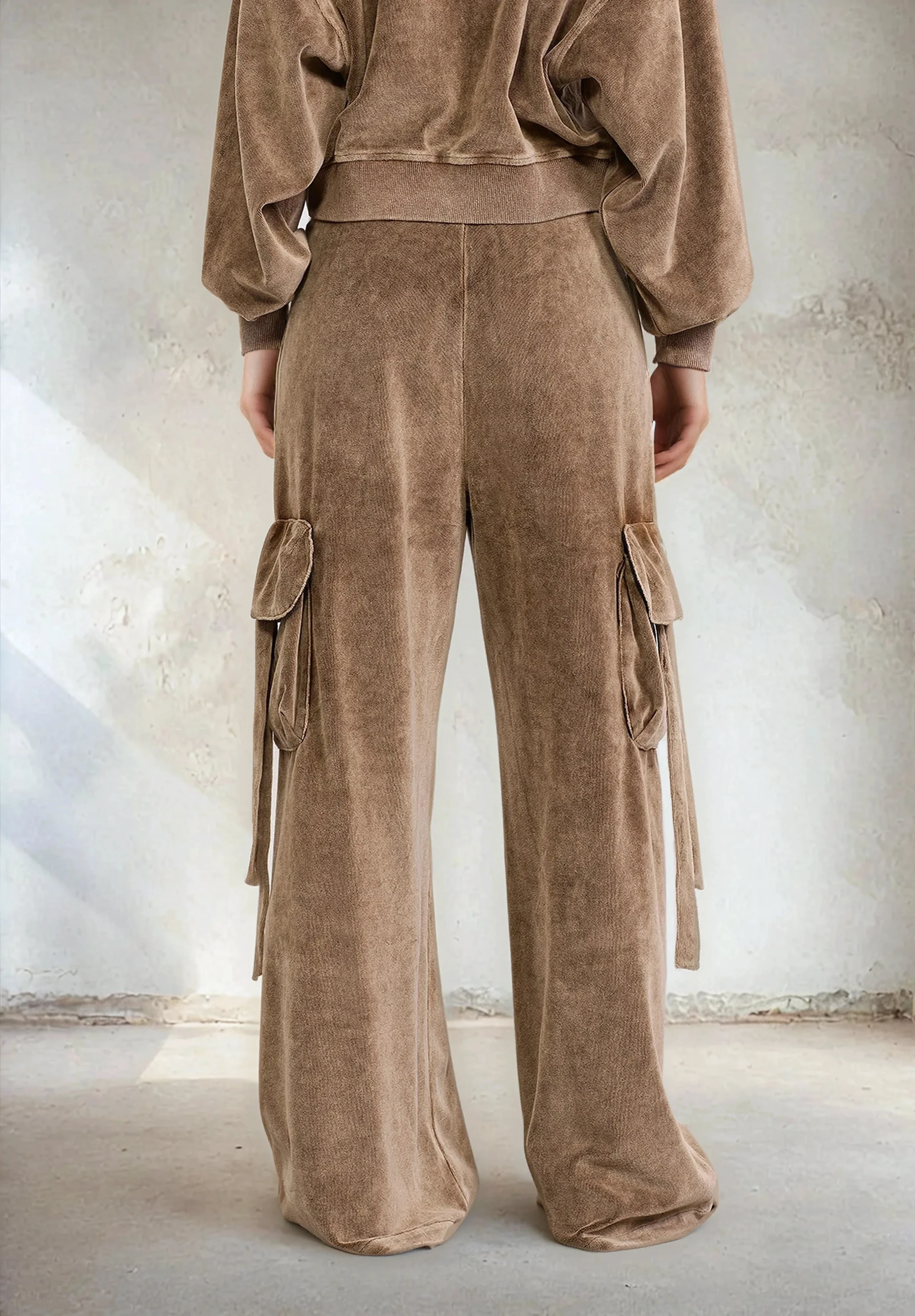 Pantalone Cargo Donna F**K Light brown W0412-LB - Image 3