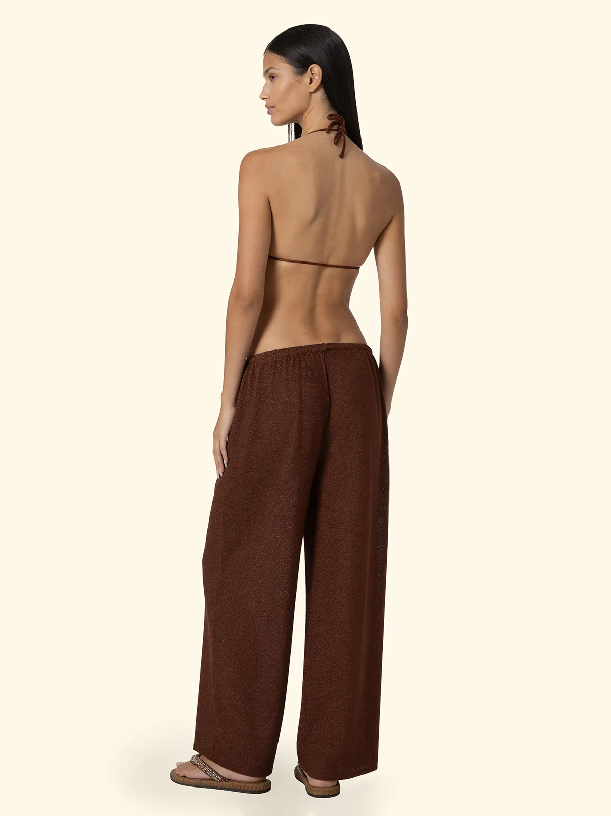 Pantalone Palazzo Donna F**K Marrone SW0757-BN - Image 2