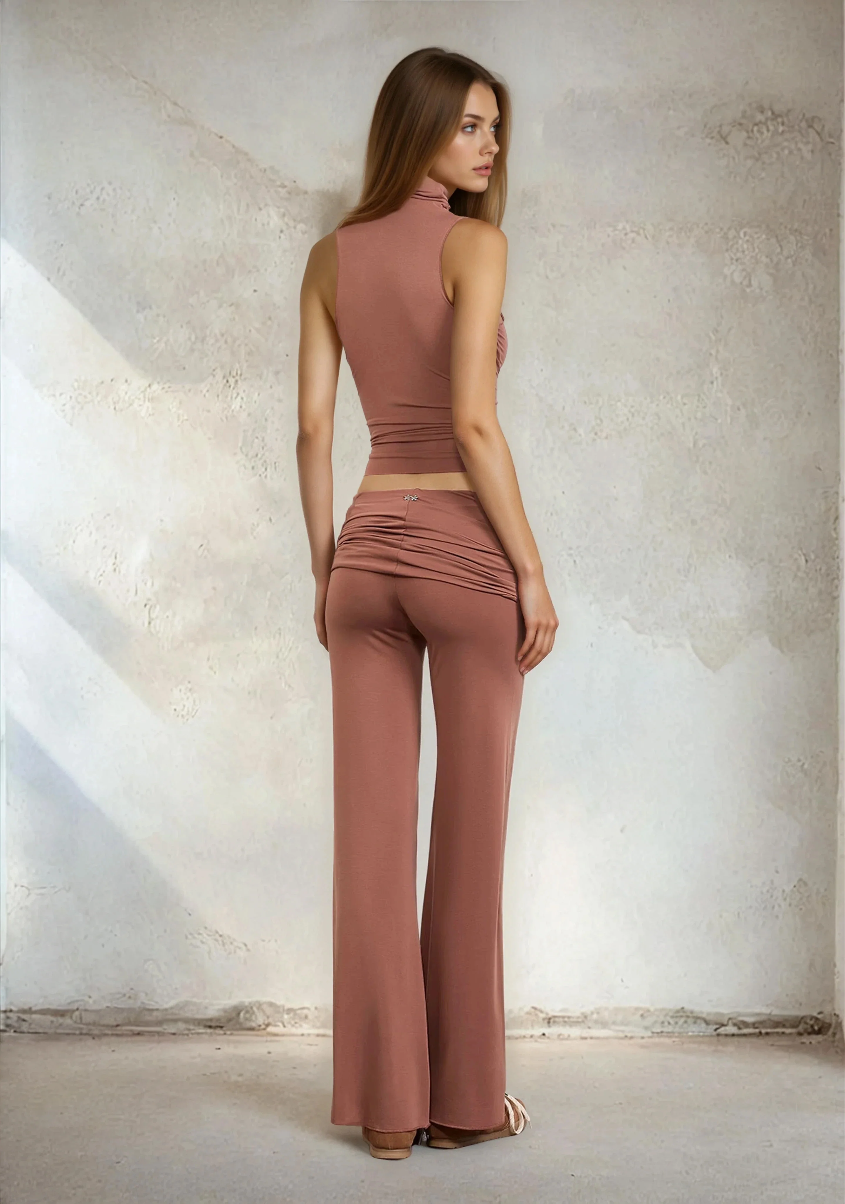 Pantalone Donna F**K Light brown W0612-LB - Image 2