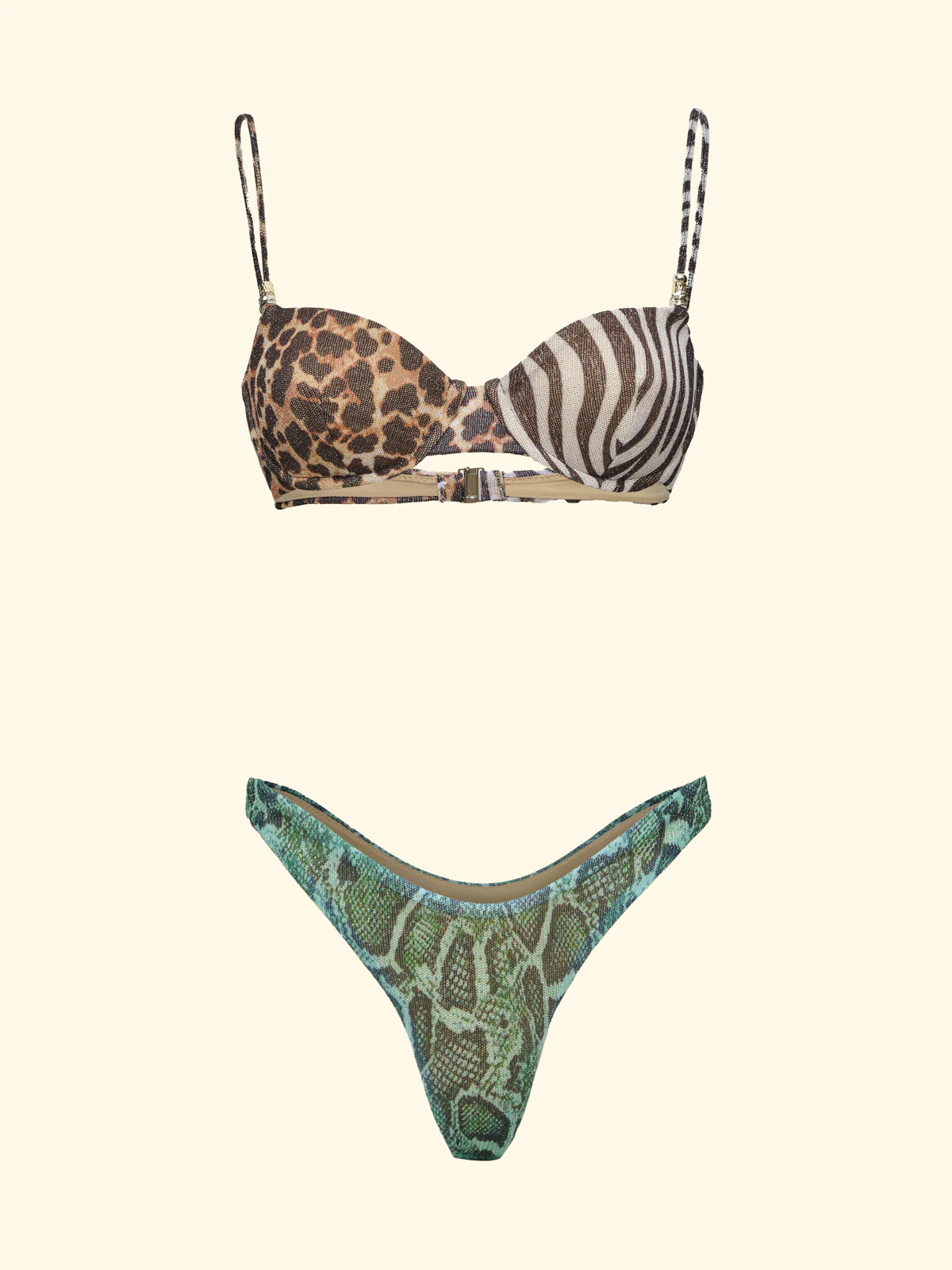 Bikini Donna F**K Reggiseno con Ferretto e Slip Americano Fisso Fantasia SW0141-X10 - Image 3