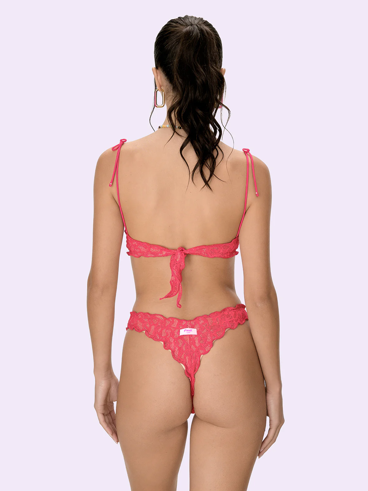 Bikini Donna F**K Crazy Reggiseno con Ferretto e Slip Americano Fisso Fucsia SW0311-FX - Image 2