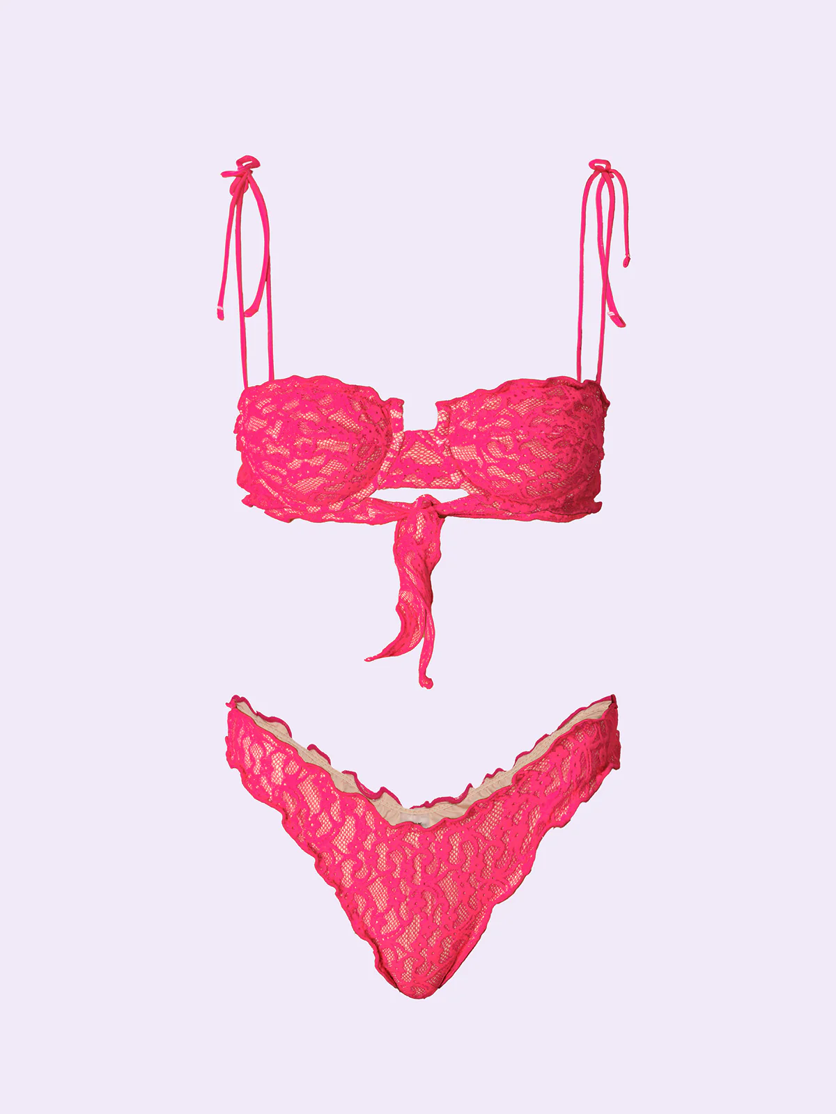 Bikini Donna F**K Crazy Reggiseno con Ferretto e Slip Americano Fisso Fucsia SW0311-FX - Image 3