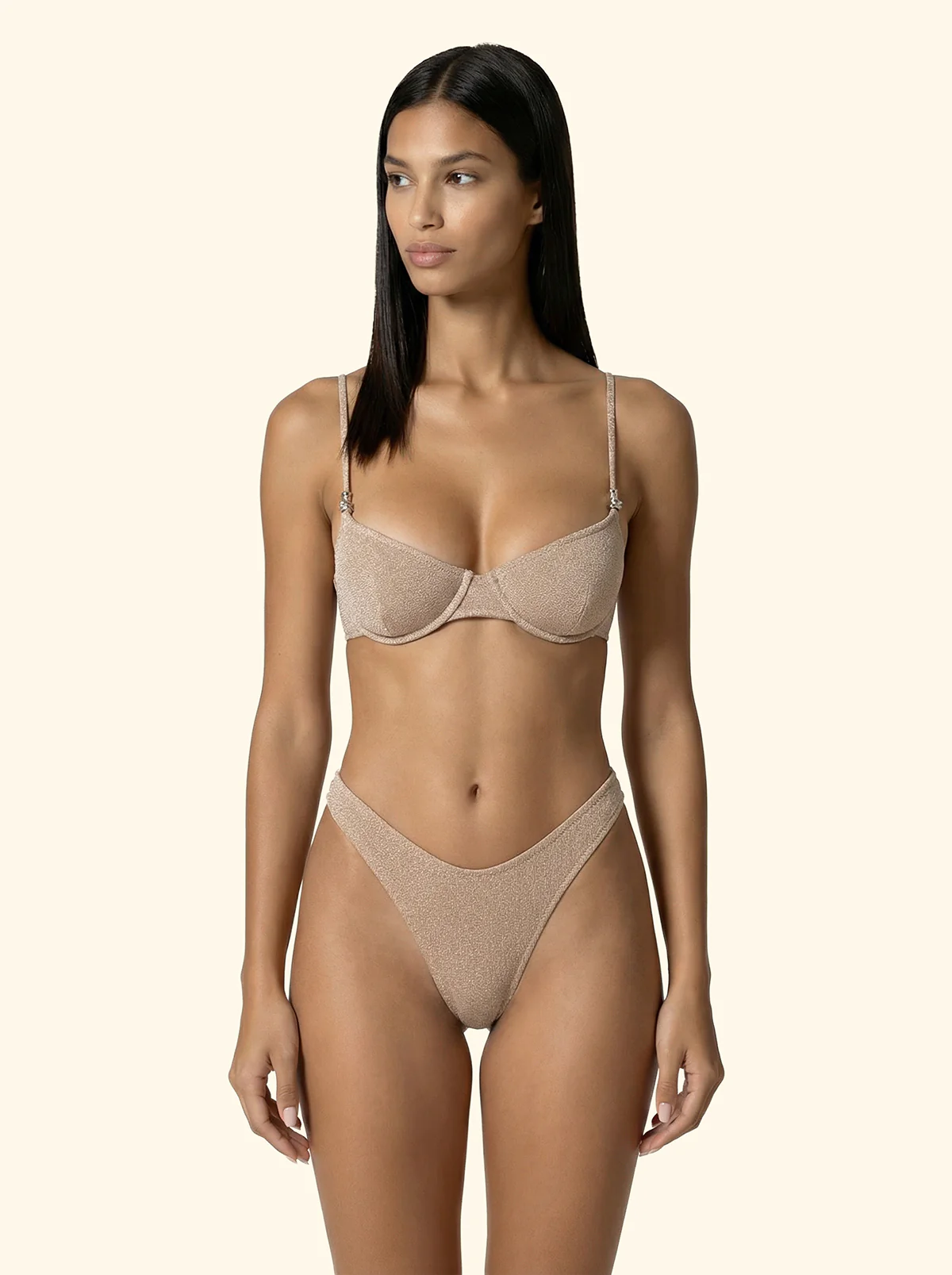 Bikini Donna F**K Reggiseno con Ferretto e Slip Americano Fisso Gold SW1101-GD