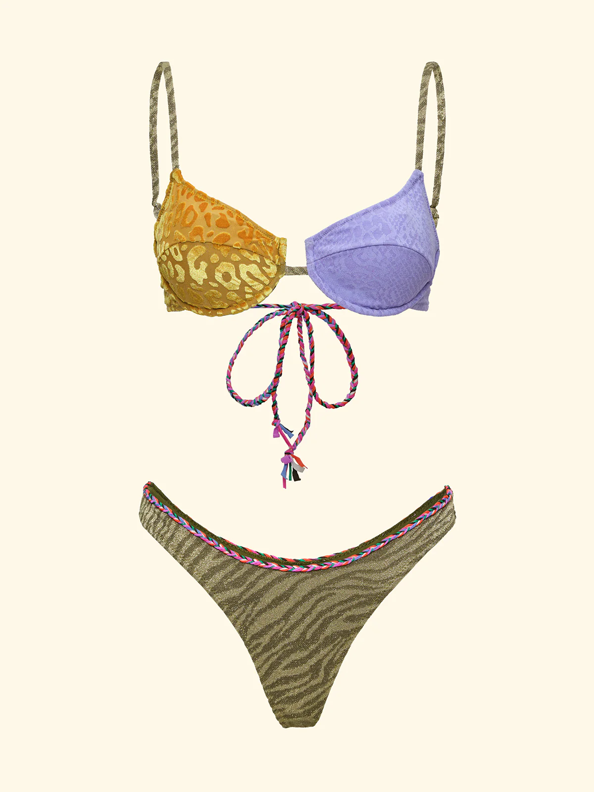 Bikini Donna F**K Reggiseno con Ferretto e Slip Americano Fisso Multicolor SW0152-MC - Image 3