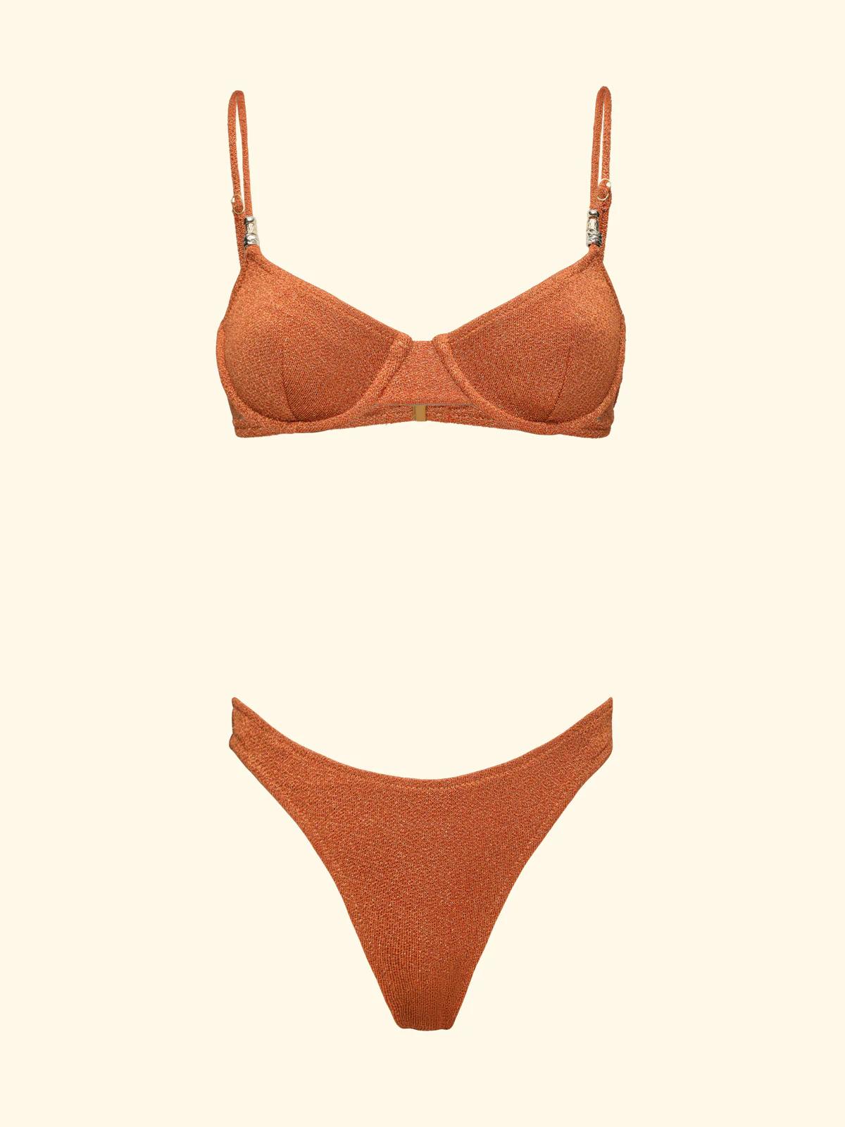 Bikini Donna F**K Reggiseno con Ferretto e Slip Americano Fisso Arancione SW1101-OR - Image 3