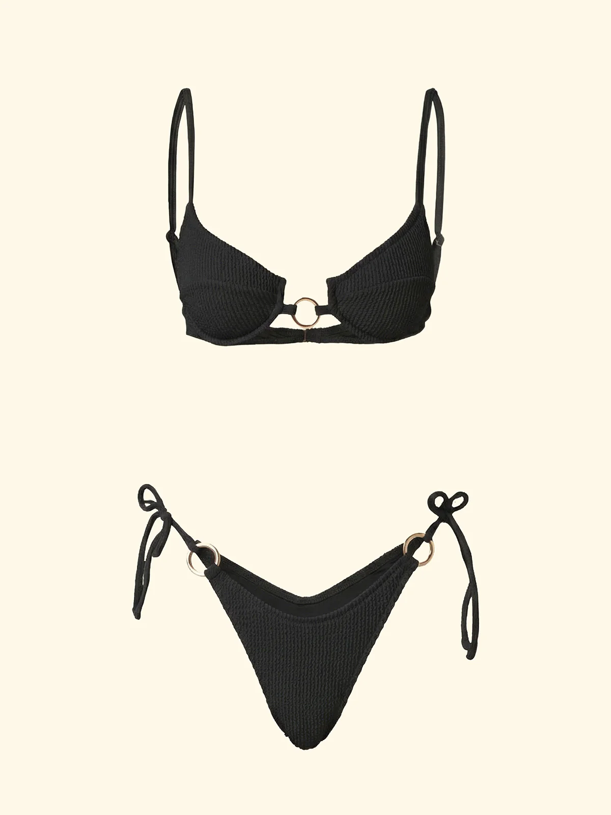 Bikini Donna F**K Reggiseno con Ferretto e Slip Americano Regolabile Nero SW1202-BK - Image 3