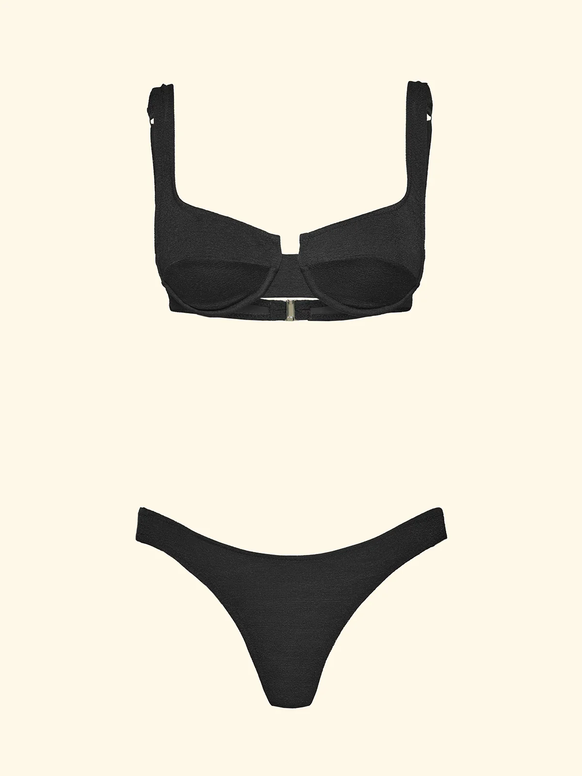 Bikini Donna F**K Reggiseno con Ferretto e Slip Brasiliano Fisso Nero SW1803-BK - Image 3