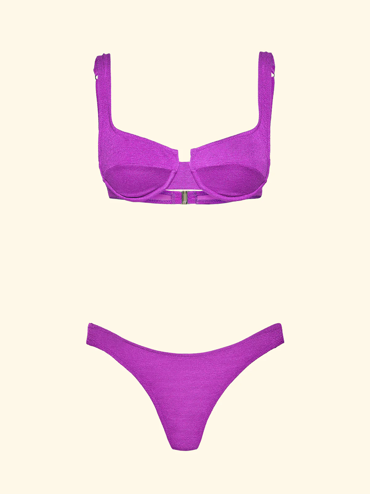 Bikini Donna F**K Reggiseno con Ferretto e Slip Brasiliano Fisso Viola SW1803-PR - Image 3