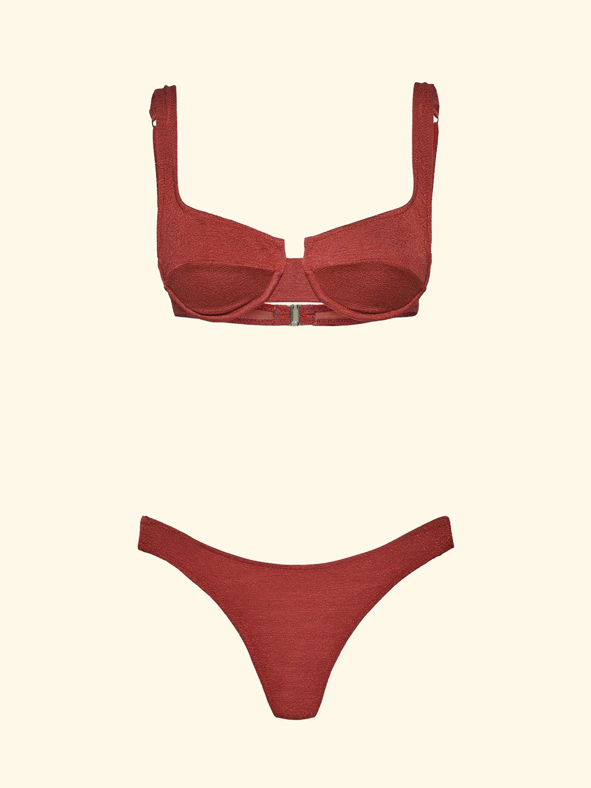Bikini Donna F**K Reggiseno con Ferretto e Slip Brasiliano Fisso Ruggine SW1803-RU - Image 3