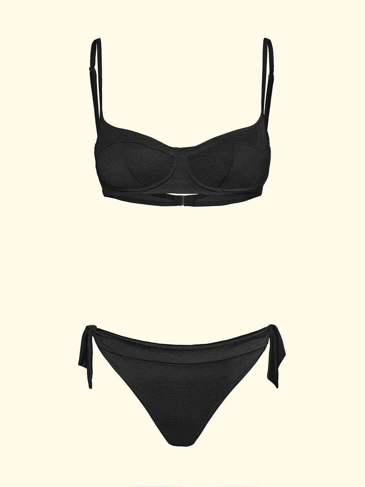Bikini Donna F**K Reggiseno con Ferretto e Slip Regolabile Nero SW1804-BK - Image 3