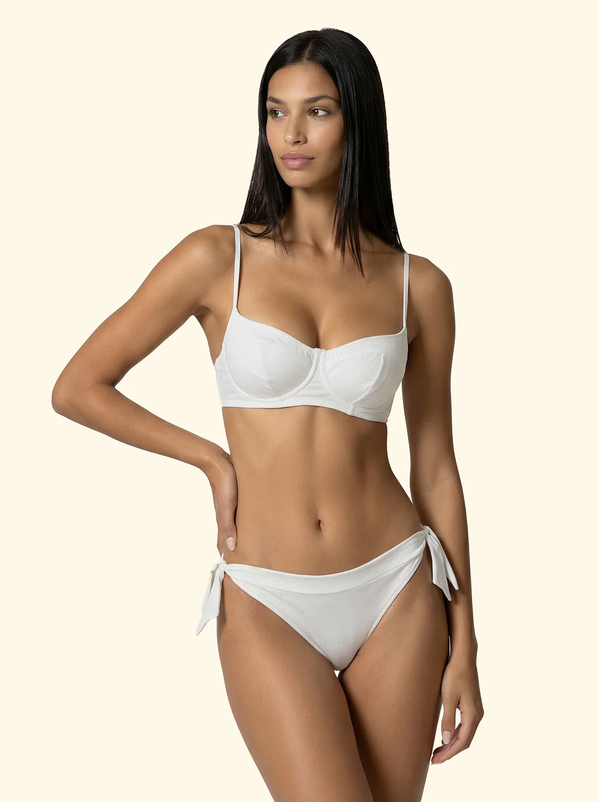 Bikini Donna F**K Reggiseno con Ferretto e Slip Regolabile Bianco SW1804-WH
