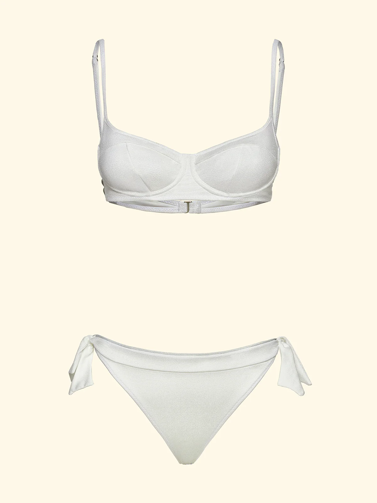 Bikini Donna F**K Reggiseno con Ferretto e Slip Regolabile Bianco SW1804-WH - Image 3