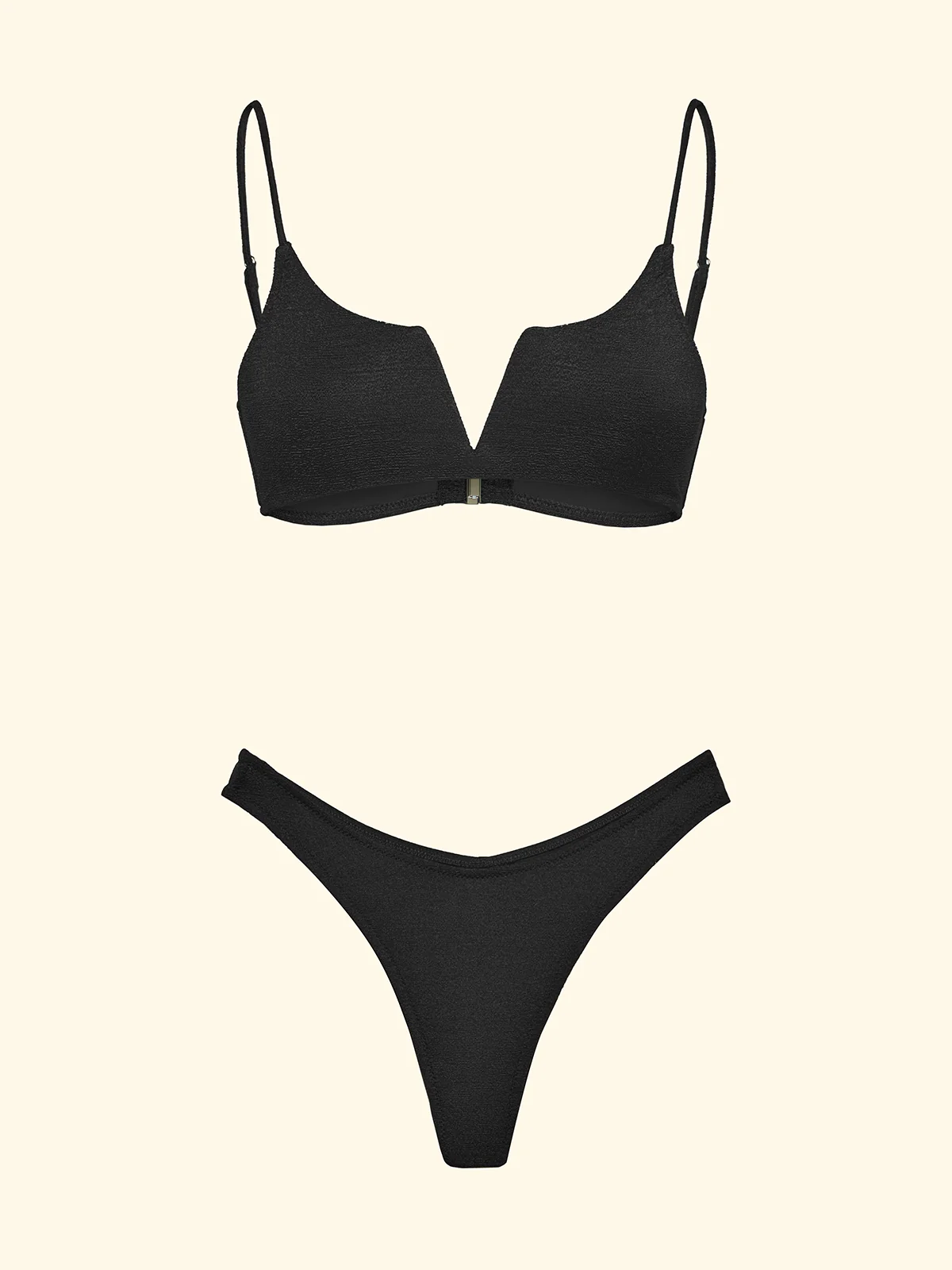 Bikini Donna F**K Top Fisso con ferretto e Slip Americano Fisso Nero SW1805-BK - Image 3