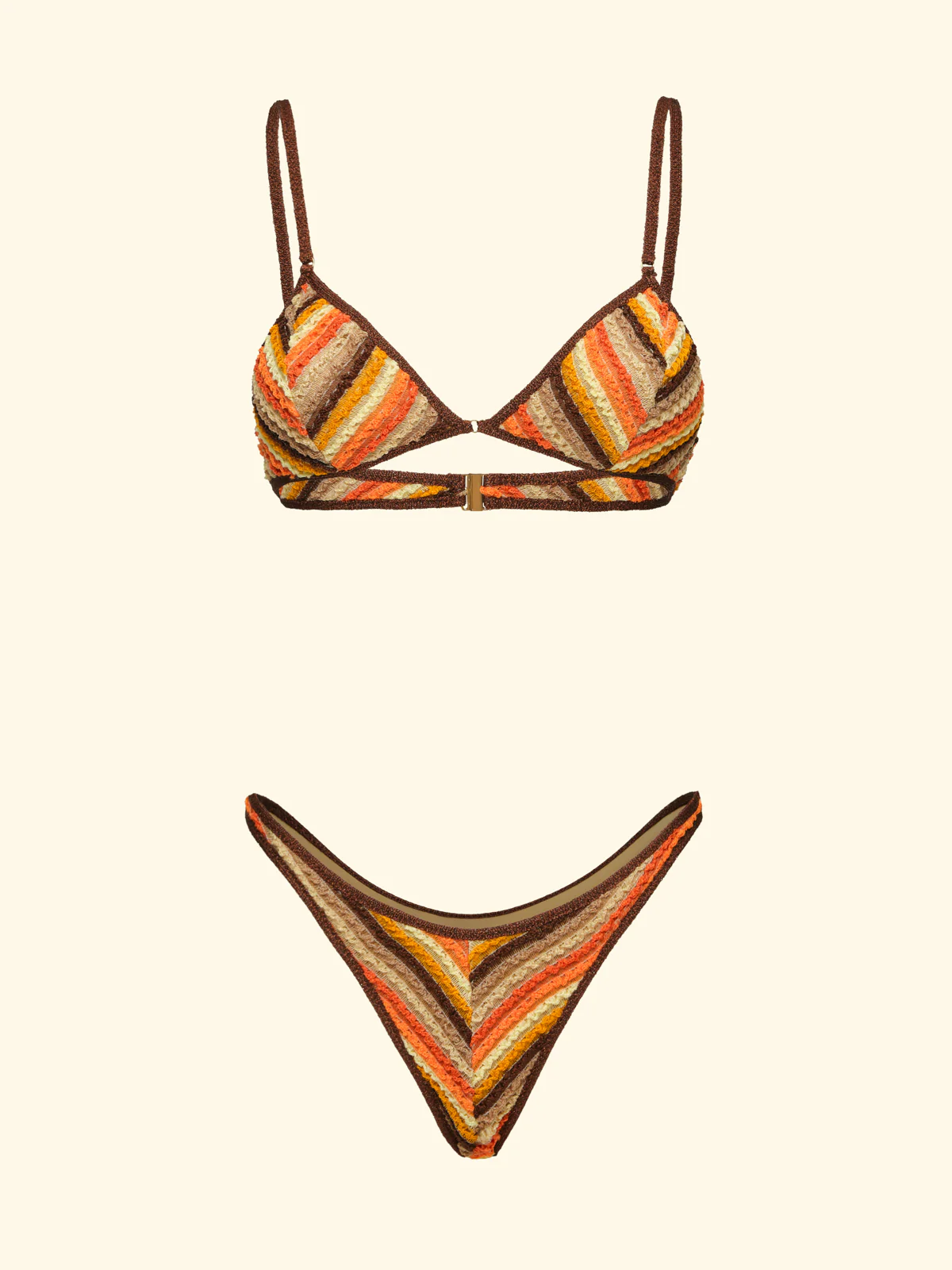 Bikini Donna F**K Top con Slip Americano fisso Marrone SW0752-BN - Image 3