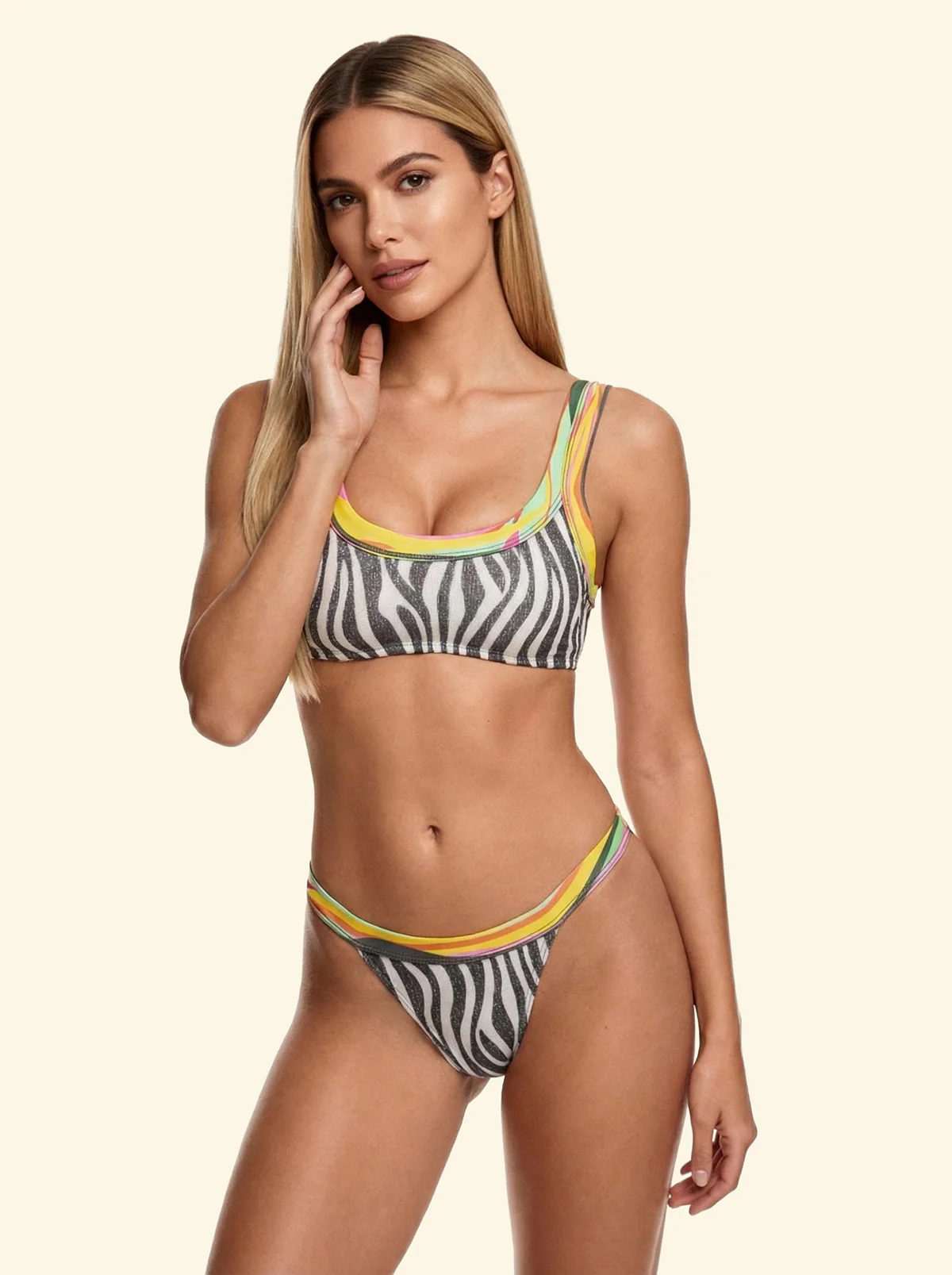 Bikini Donna F**K Top Fisso con Slip Americano Fisso Fantasia SW0171-X10