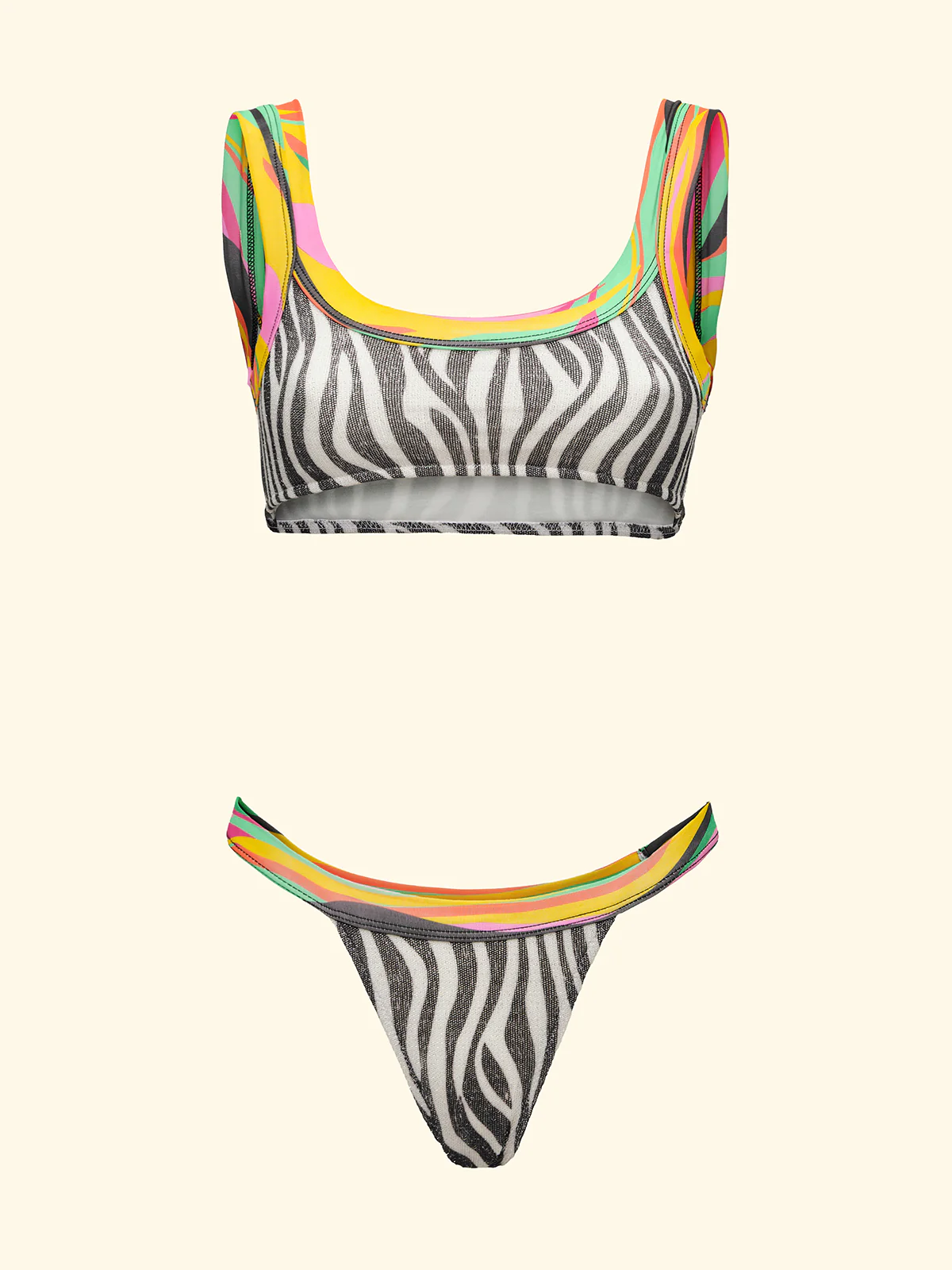Bikini Donna F**K Top Fisso con Slip Americano Fisso Fantasia SW0171-X10 - Image 3