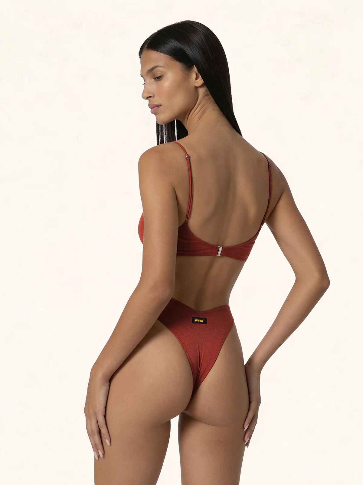Bikini Donna F**K Top Fisso con ferretto e Slip Americano Fisso Ruggine SW1805-RU - Image 2