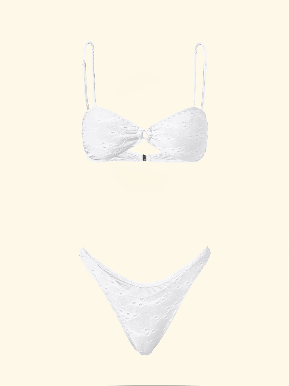 Bikini Donna F**K Top con Slip Americano Fisso Bianco SW0721-WH - Image 3