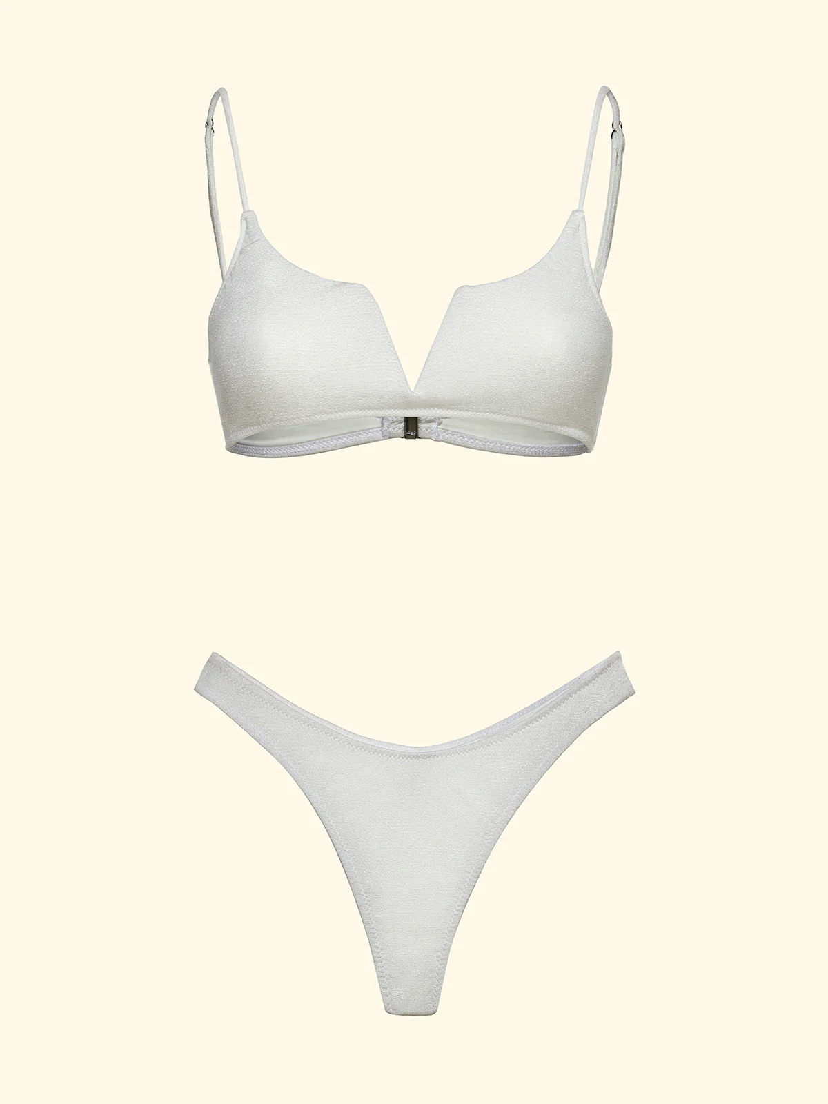 Bikini Donna F**K Top Fisso con ferretto e Slip Americano Fisso Bianco SW1805-WH - Image 3