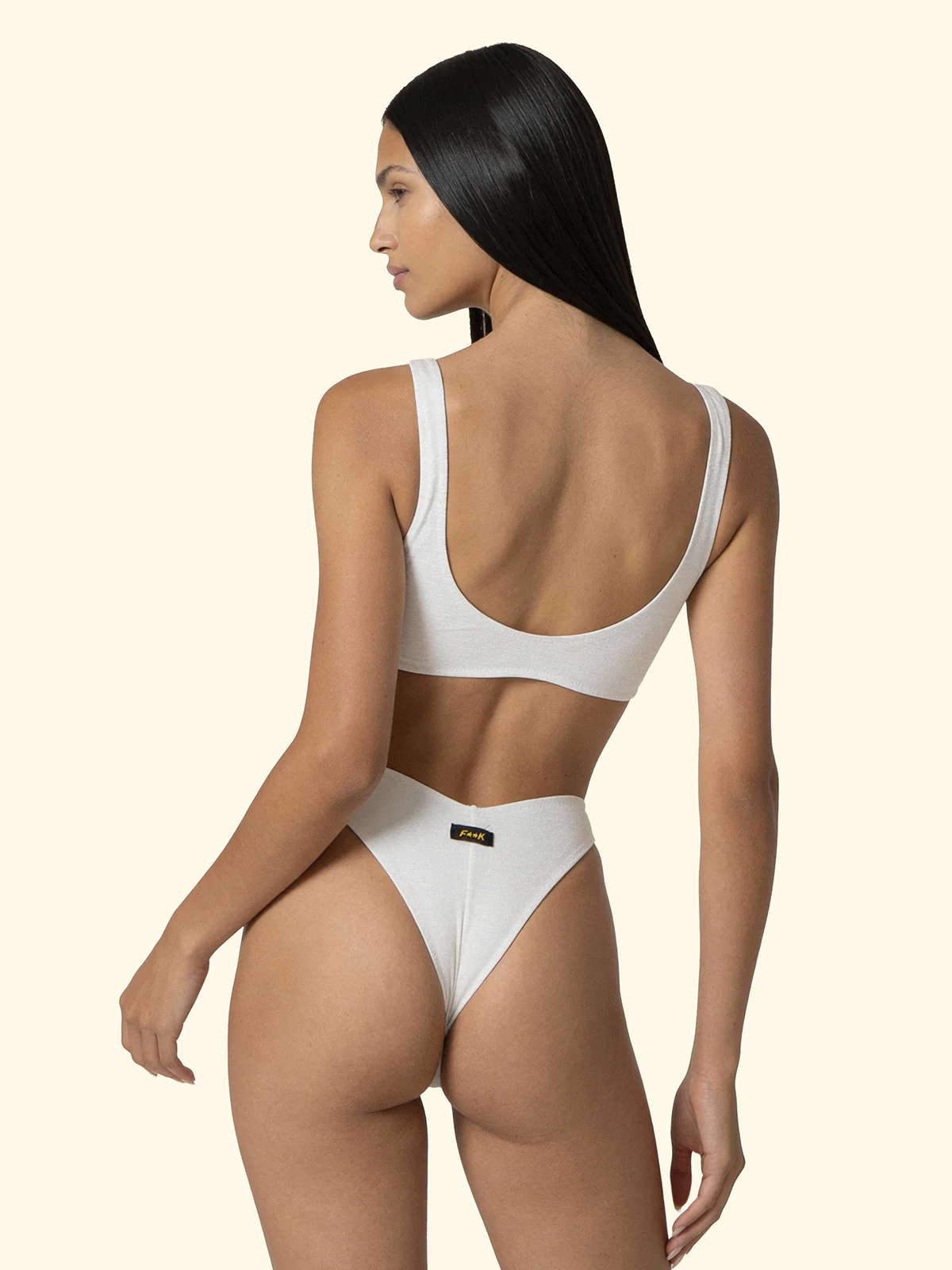 Bikini Donna F**K Top con Slip Americano Fisso Bianco SW1807-WH - Image 2