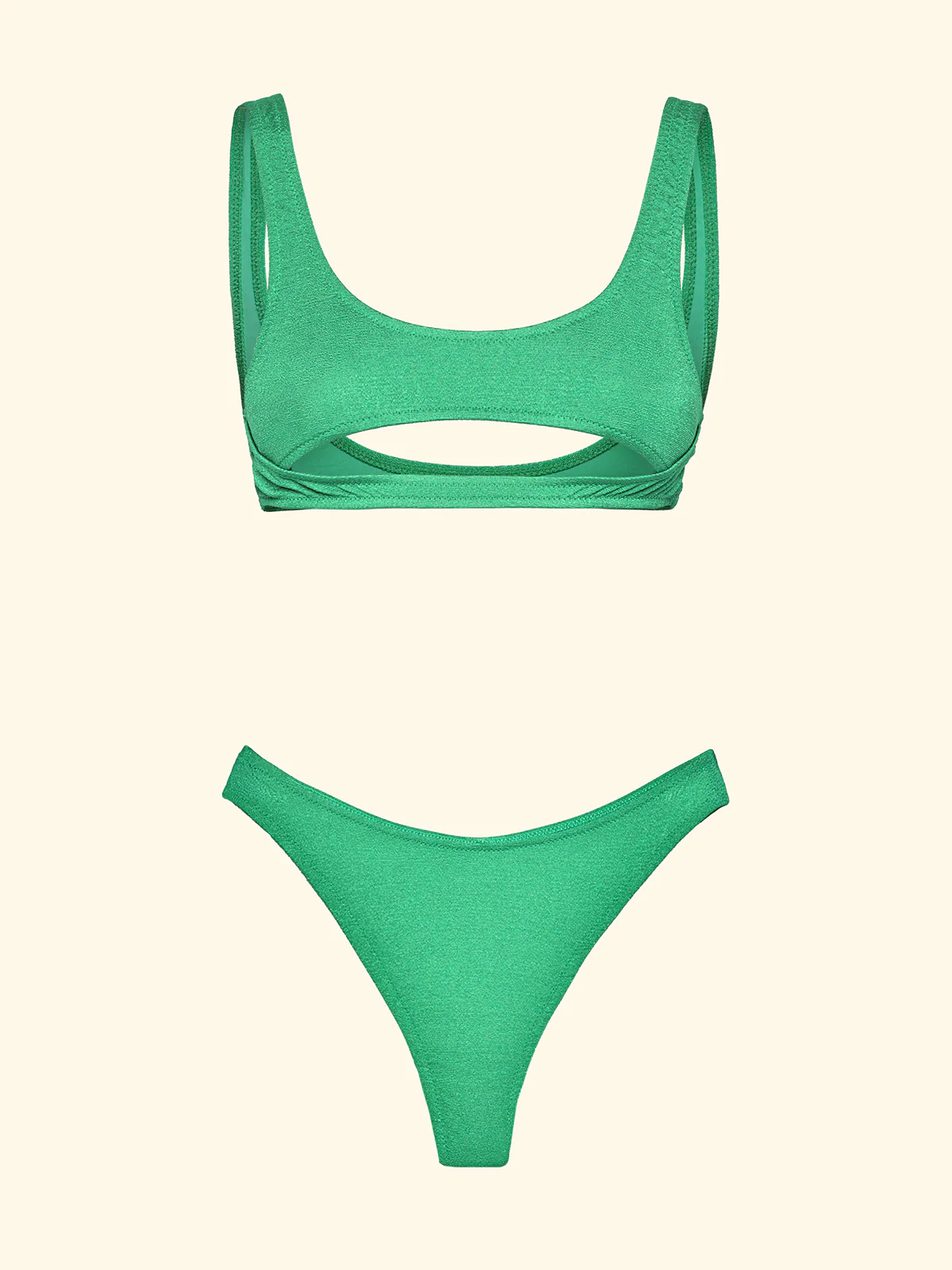 Bikini Donna F**K Top Fisso con Slip Brasiliano Vita Alta Verde Acqua SW1806-AQ - Image 3