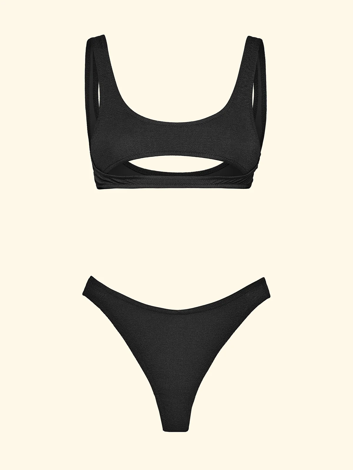 Bikini Donna F**K Top Fisso con Slip Brasiliano Vita Alta Nero SW1806-BK - Image 3