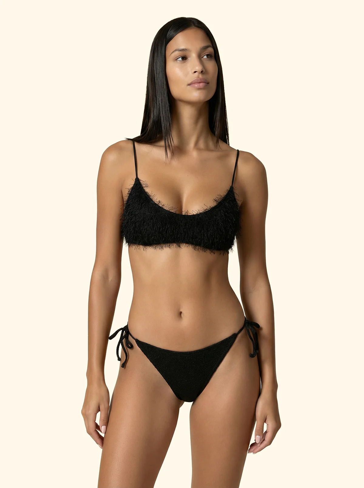 Bikini Donna F**K Top fisso con Slip Regolabile Nero SW1124-BK